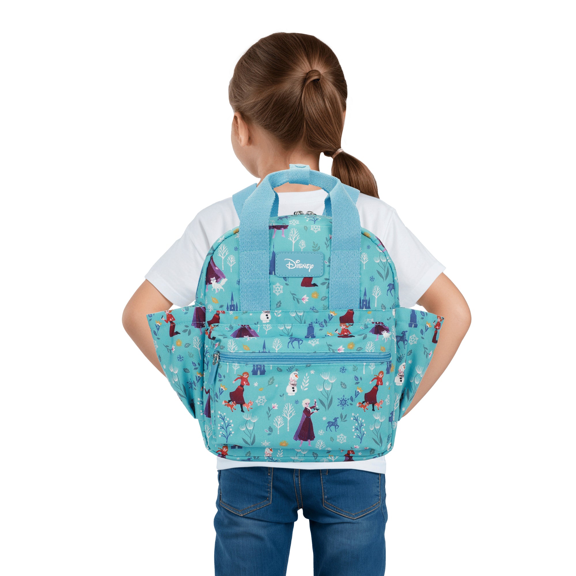 Frozen Elsa, Anna, And Olaf All-Over Print 16” Toddler Backpack For Preschool, Daycare, And Travel