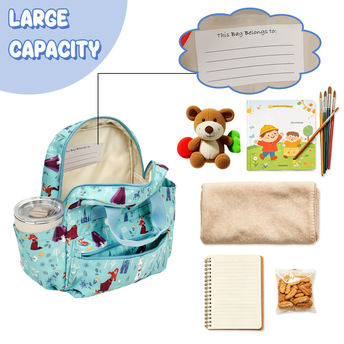 Frozen Elsa, Anna, And Olaf All-Over Print 12" Toddler Backpack For Preschool, Daycare, And Travel