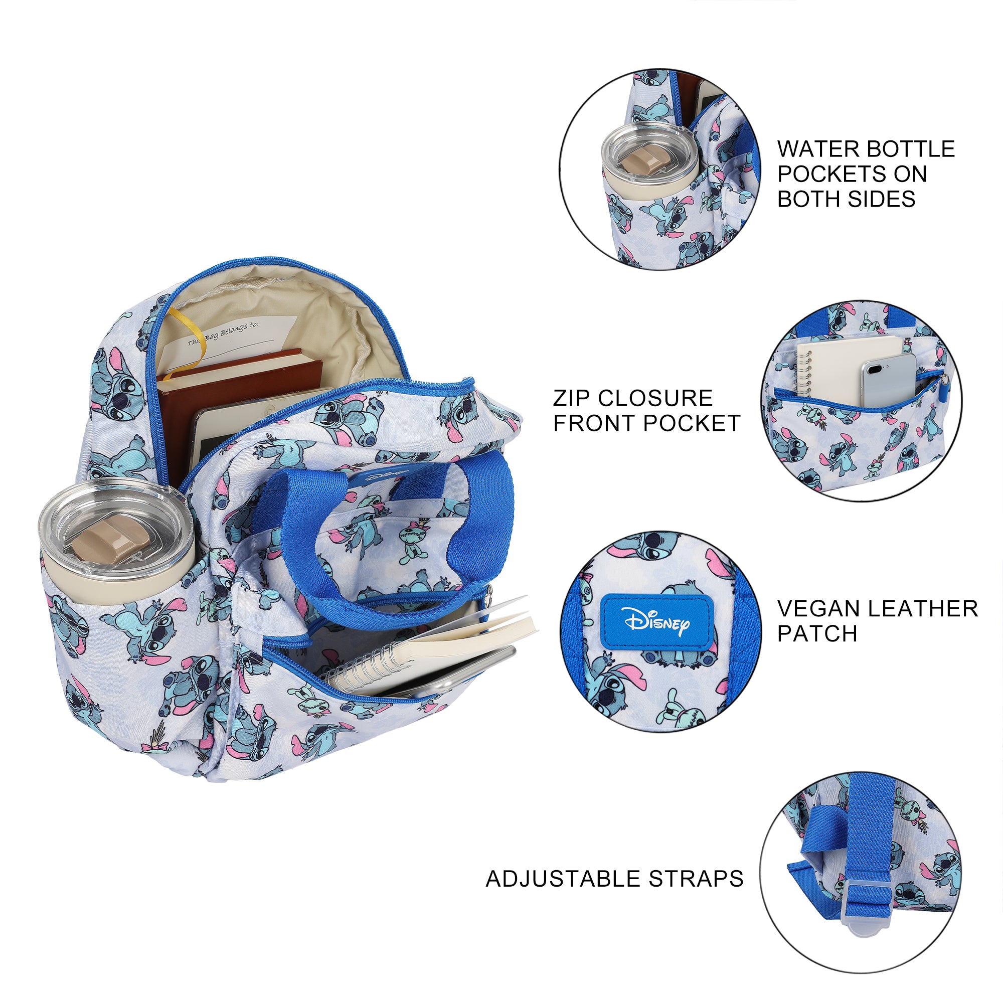 Lilo & Stitch Adorable Stitch All-Over Print 16” Toddler Backpack For Preschool, Daycare, And Travel