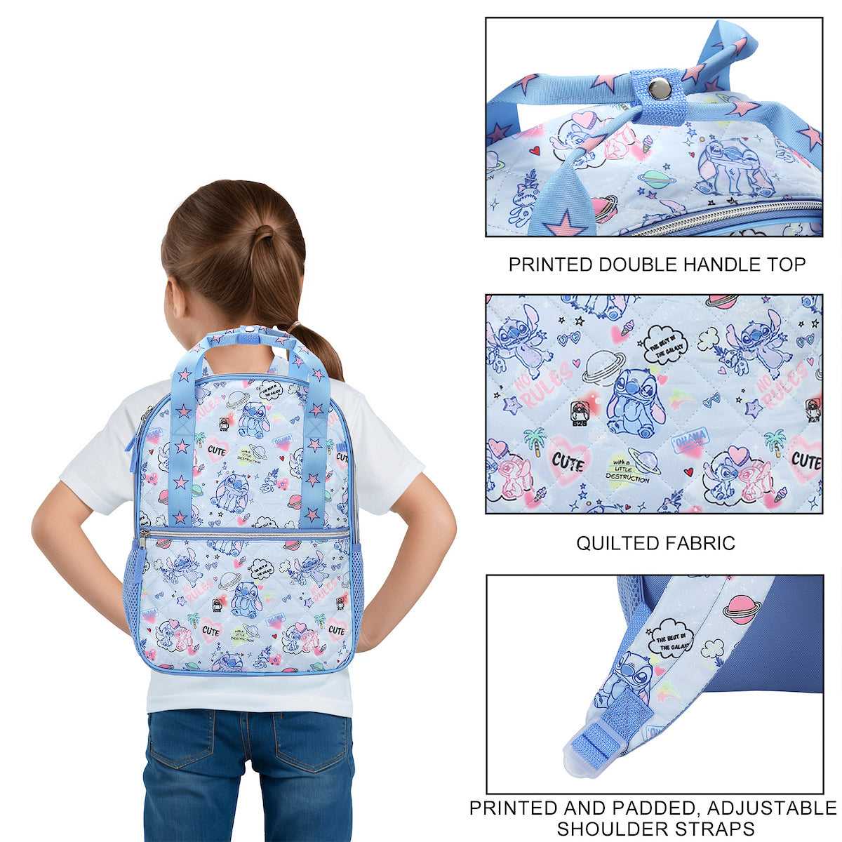 Lilo & Stitch Cute Stickers Youth 16” Backpack