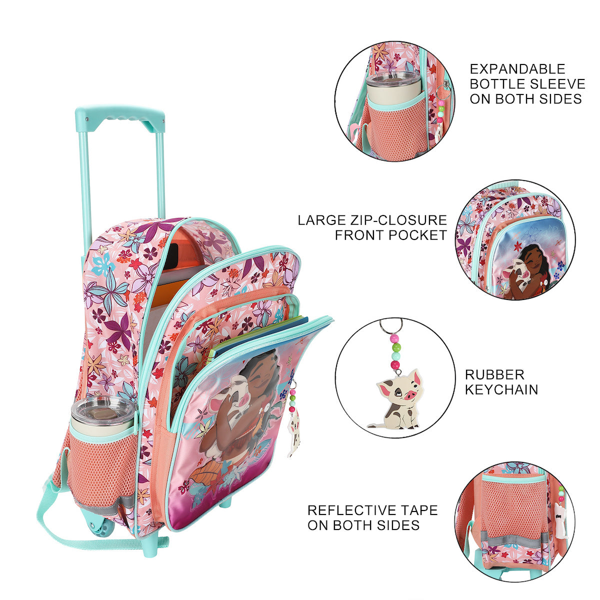 Moana and Pua 16" Rolling Travel Backpack