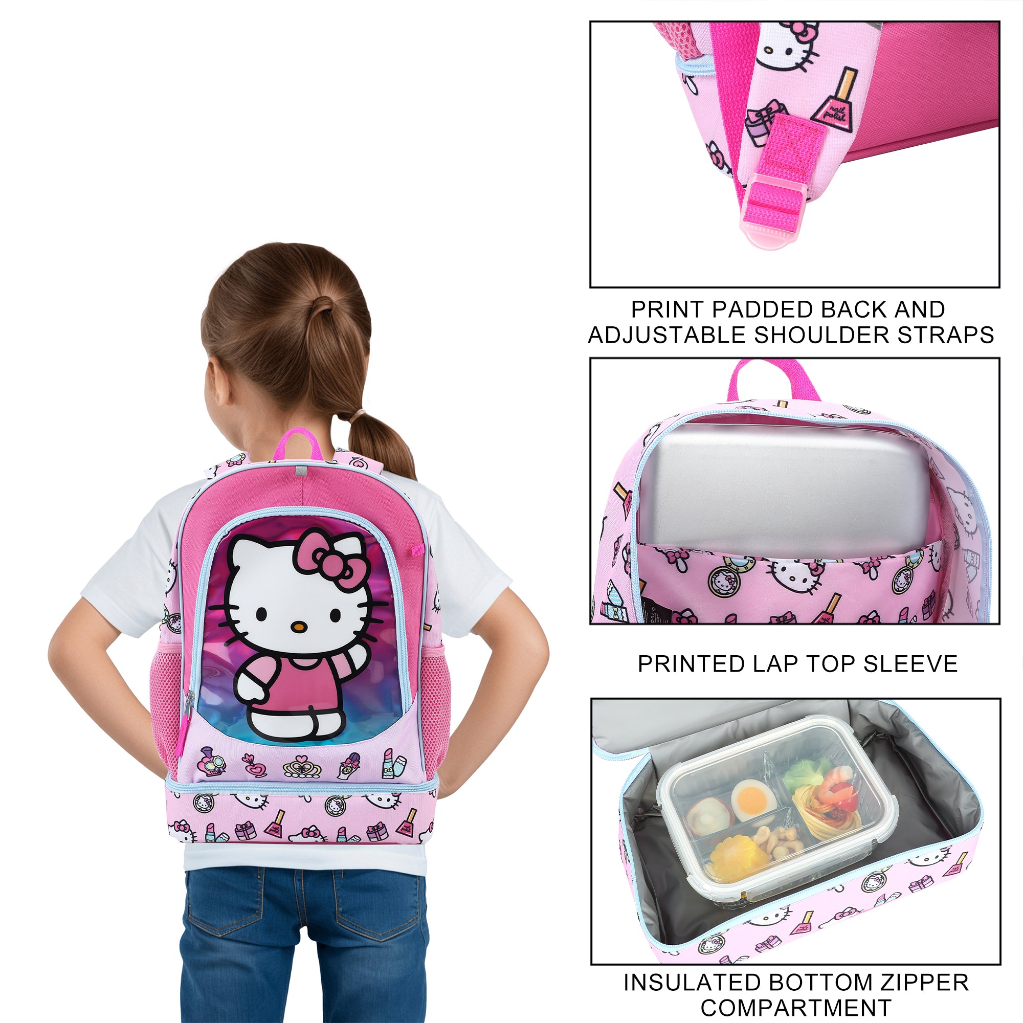 Hello Kitty Makeup Icons 5-Piece 17" Backpack Set