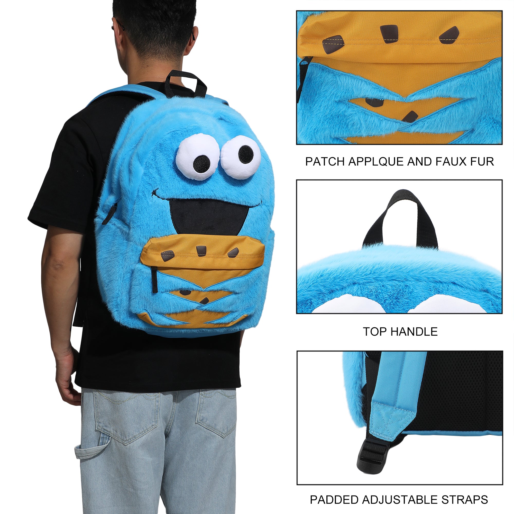 Sesame Street Cookie Monster 17" Blue Backpack