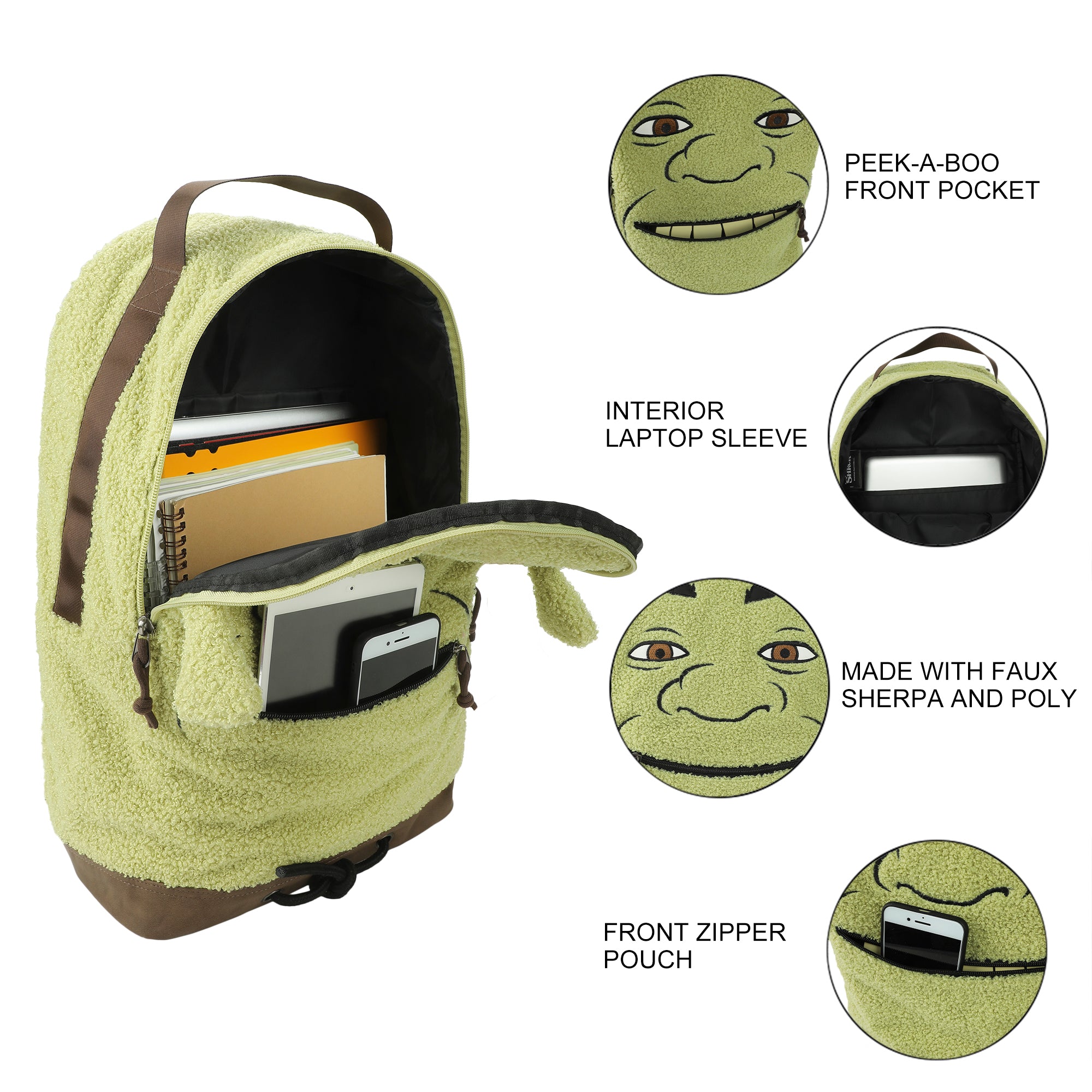 Shrek Character 17.5" Green Backpack