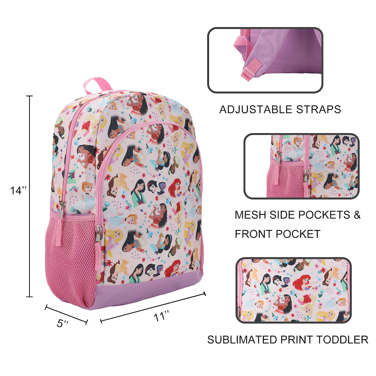 Disney Princess AOP 14 Youth Backpack