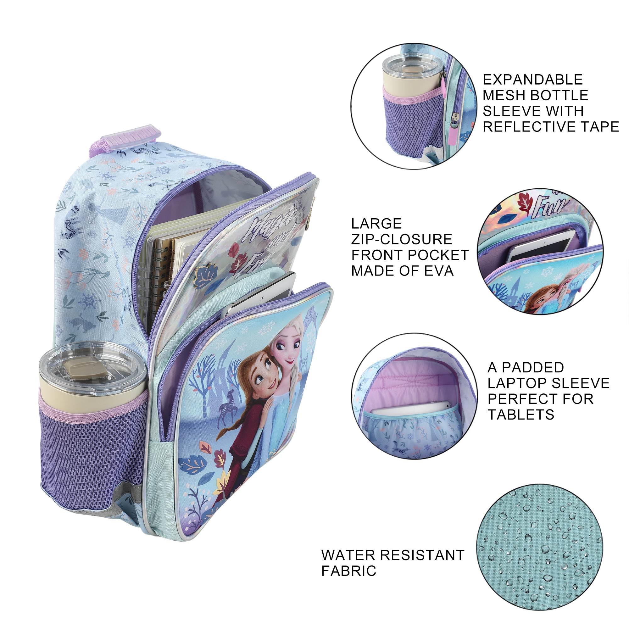 Disney's Frozen Magic & Fun Elsa & Anna 16" Toddler Kid's Backpack For School And Travel
