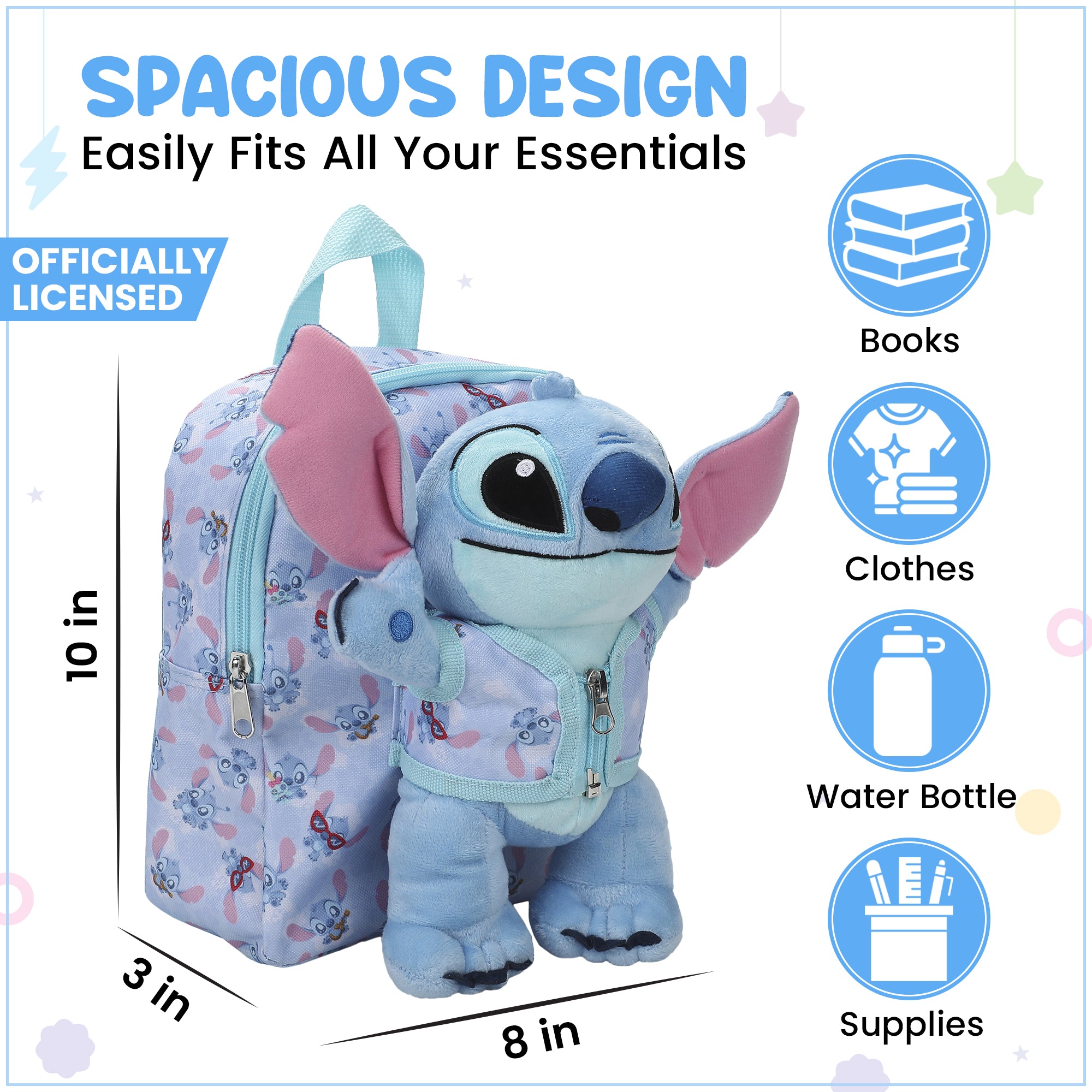Lilo & Stitch Plush Stitch 10" Backpack