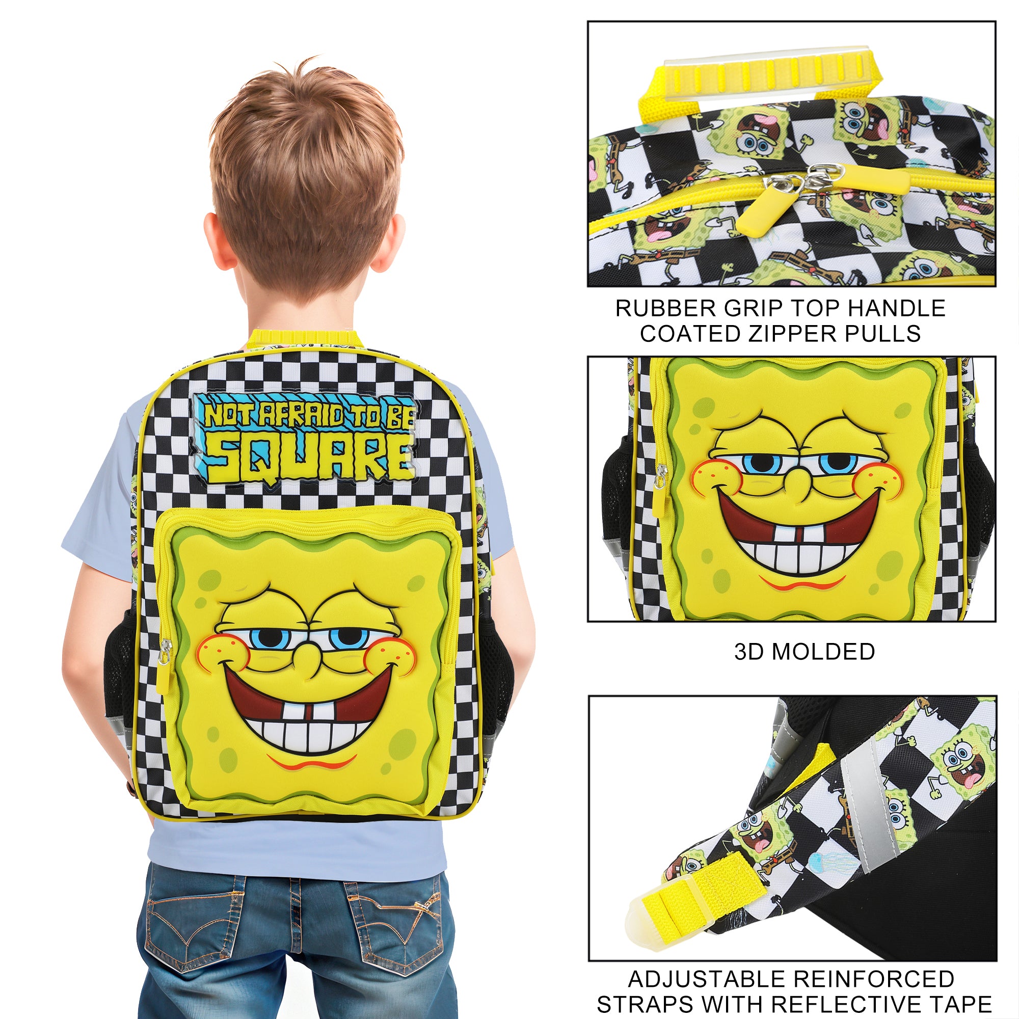 SpongeBob SquarePants "Not Afraid To Be Square" 16" Kid's Backpack For School And Travel