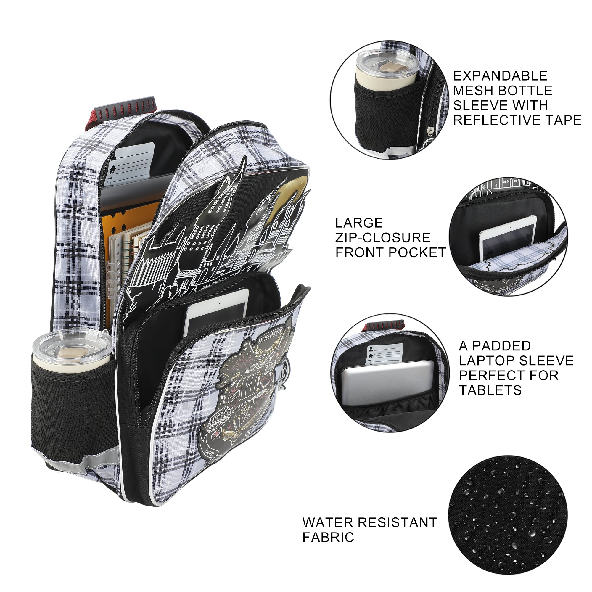 Harry Potter Hogwarts Tartan Crest 16" Kid's Backpack For School And Travel