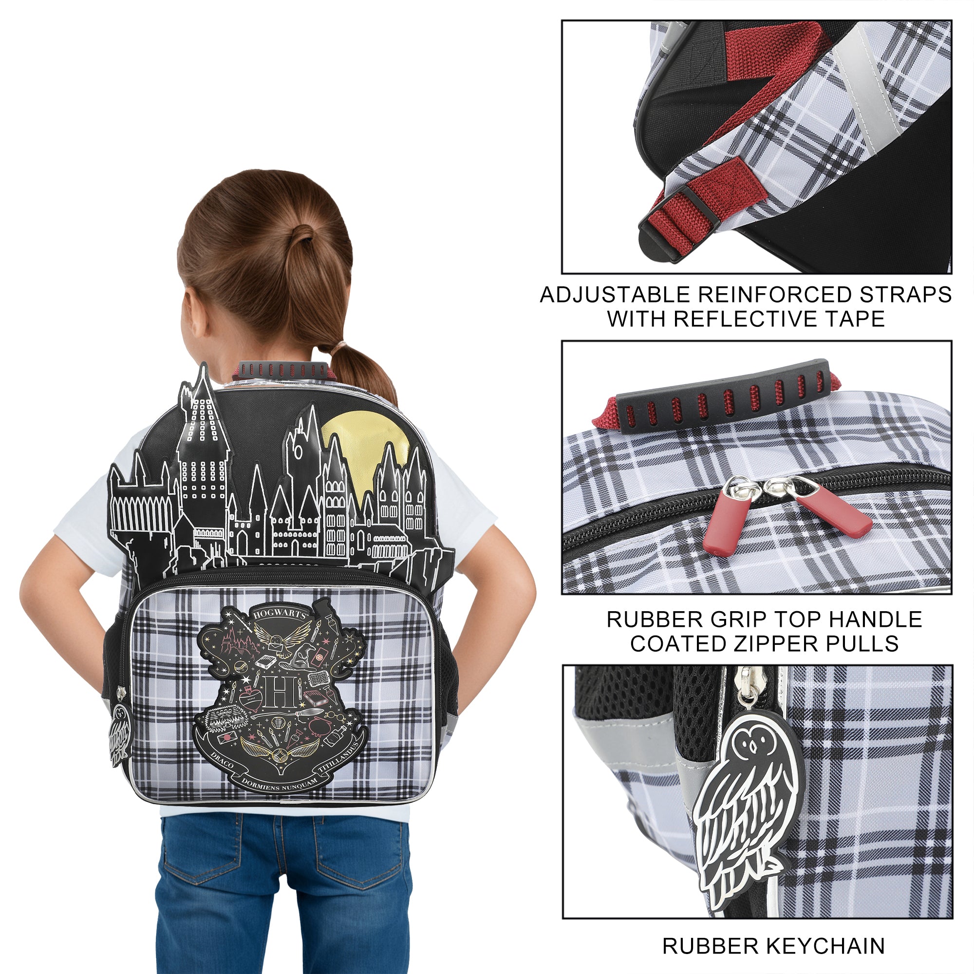 Harry Potter Hogwarts Tartan Crest 16" Kid's Backpack For School And Travel