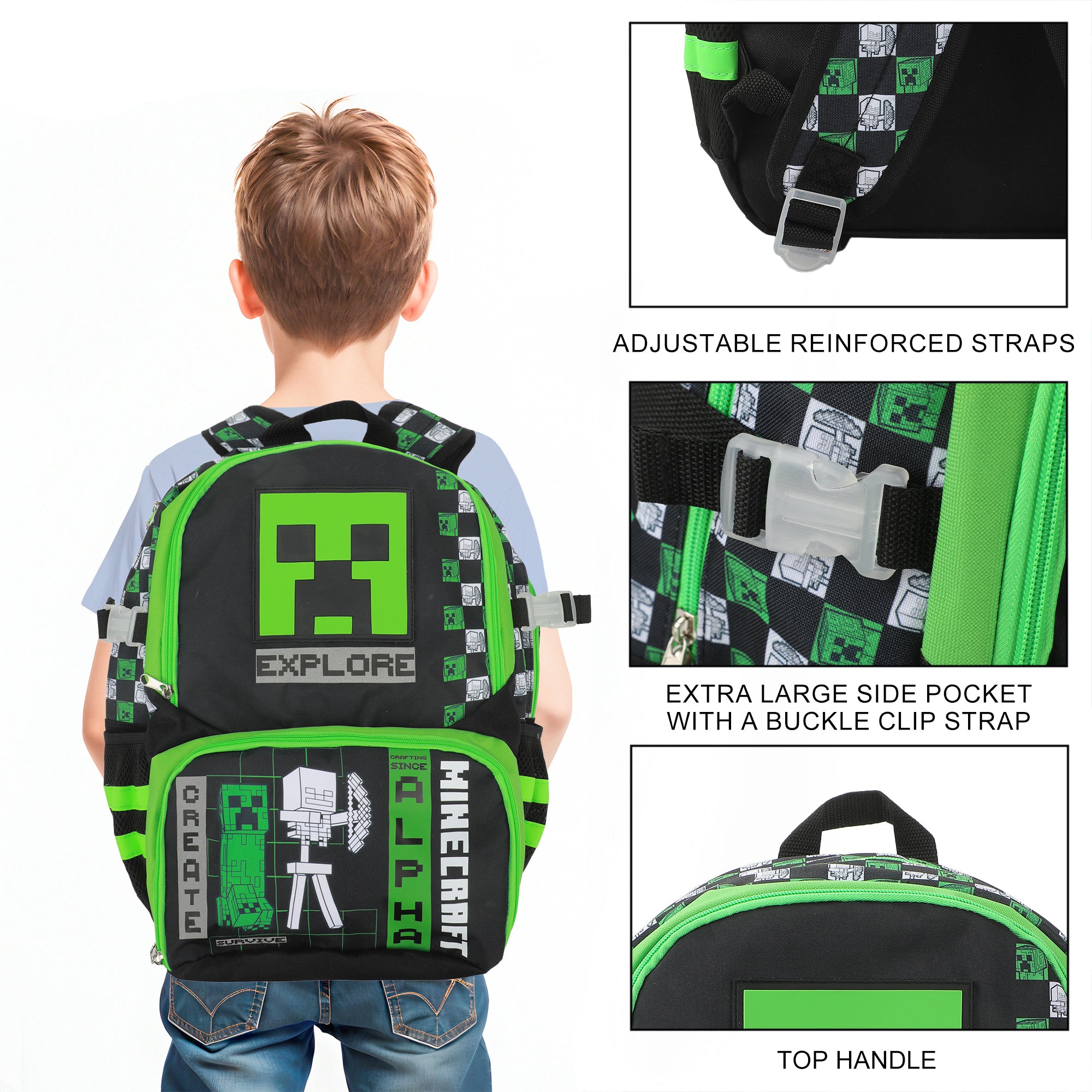Minecraft Alpha Creeper 16" Sports Backpack and Gym Bag