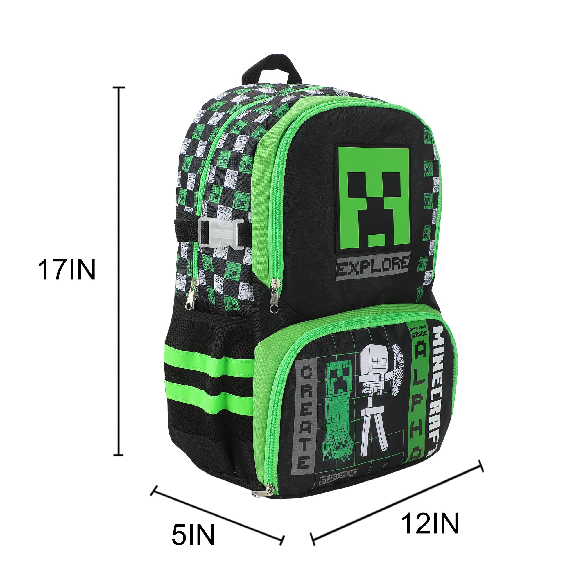 Minecraft Alpha Creeper 16" Sports Backpack and Gym Bag