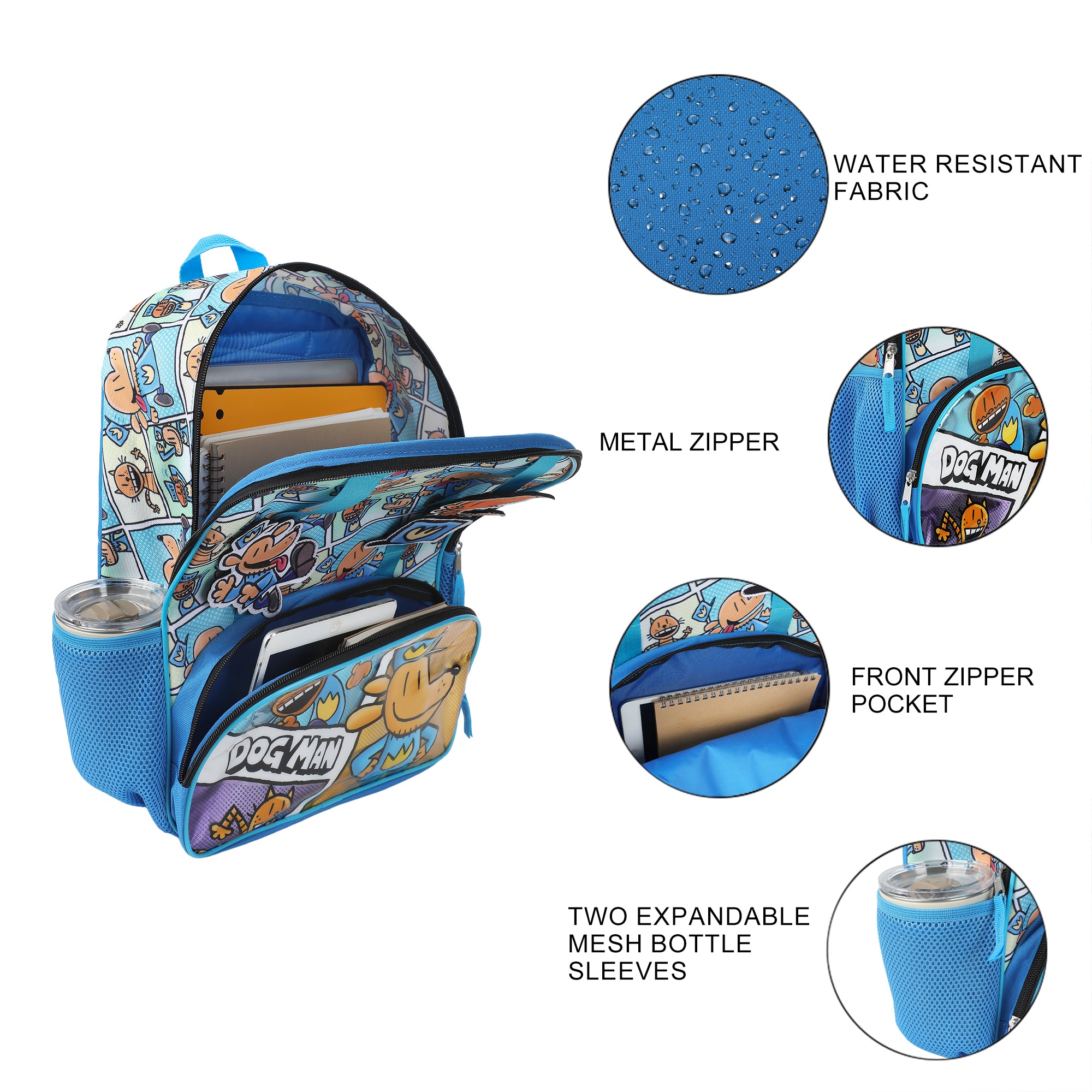 Dog Man 16" Kid's Backpack For School And Travel