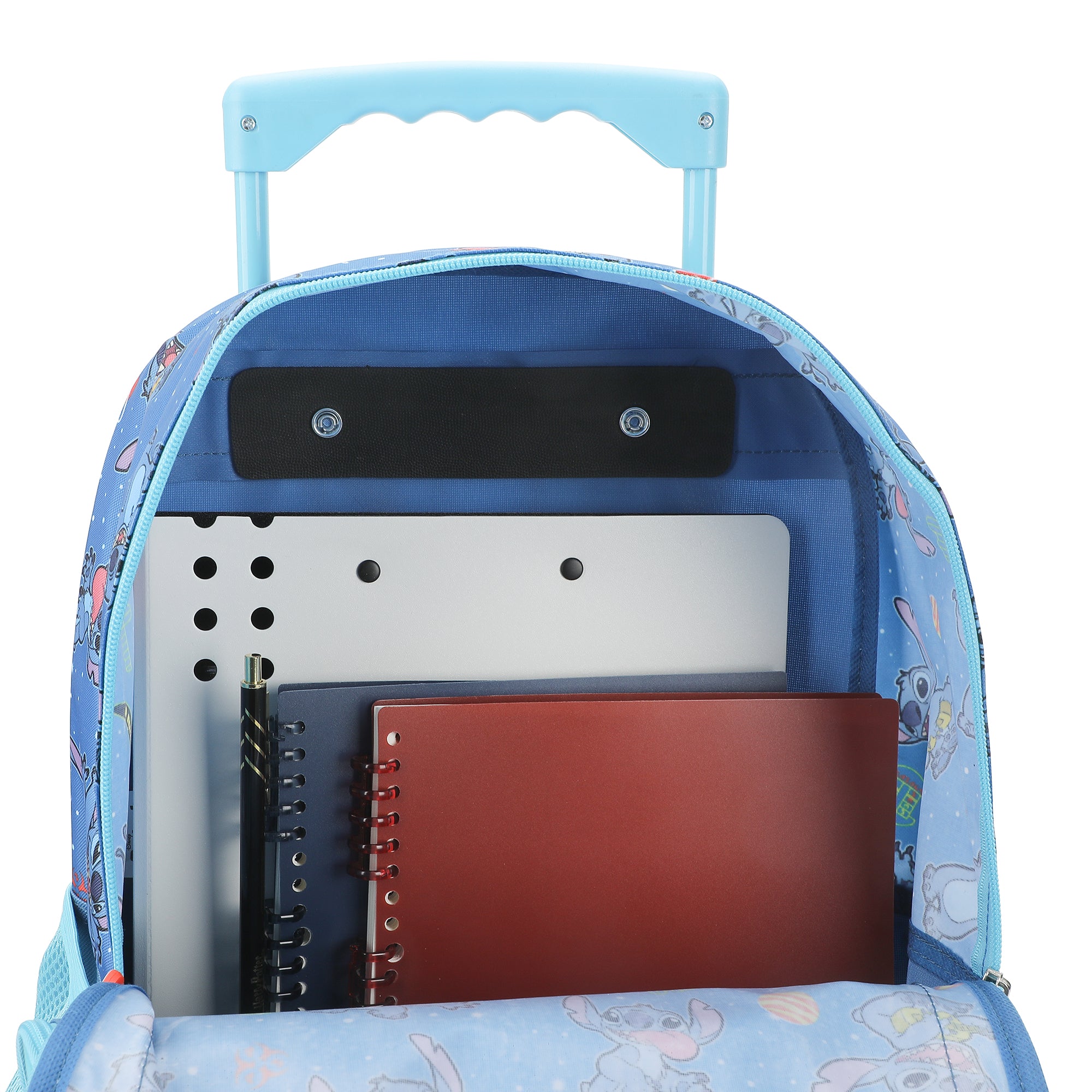 Disney's Stitch 16" Rolling Travel Backpack With Wheels And A Keychain