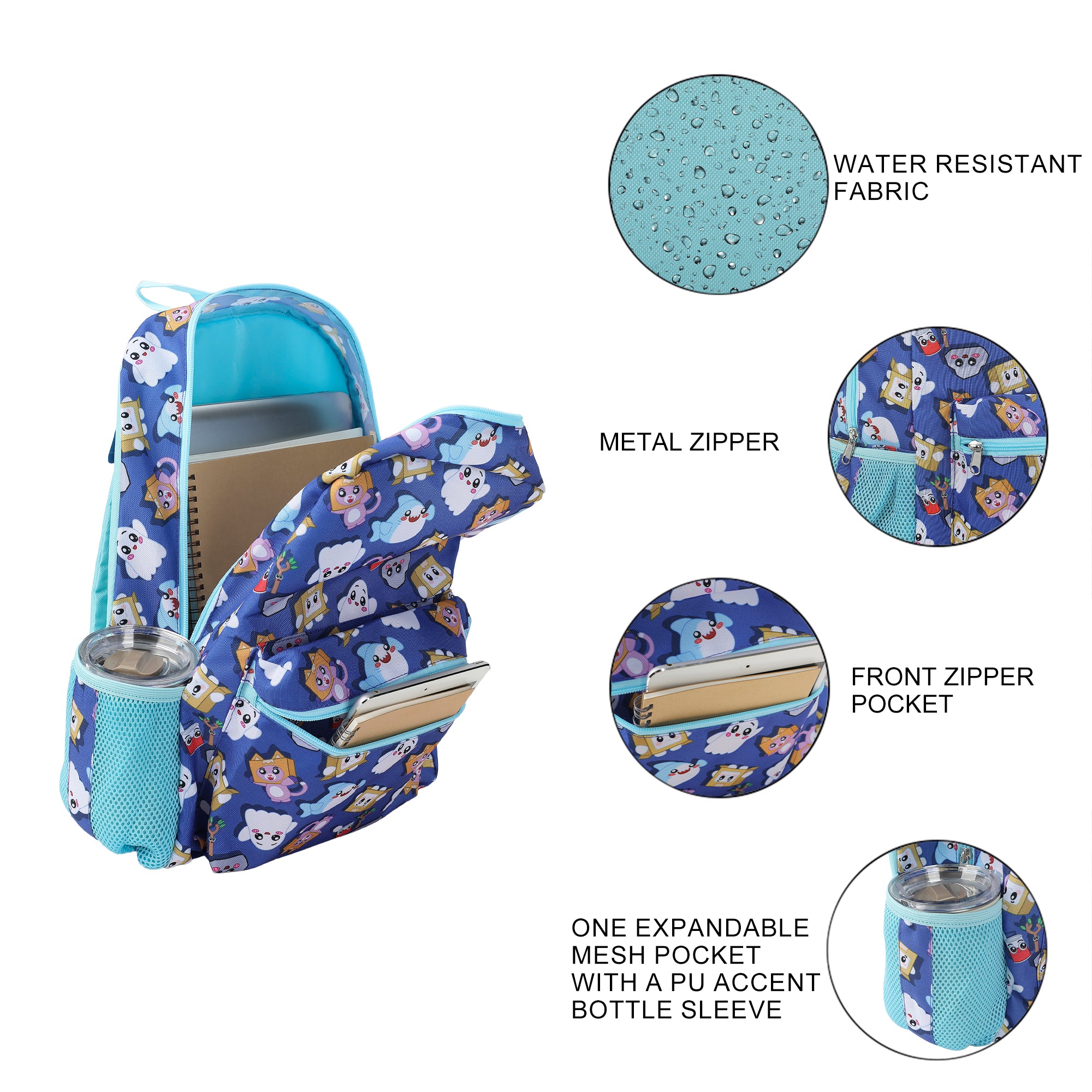 Lanky Box Character All-Over Print 16" Kid's Backpack For School And Travel