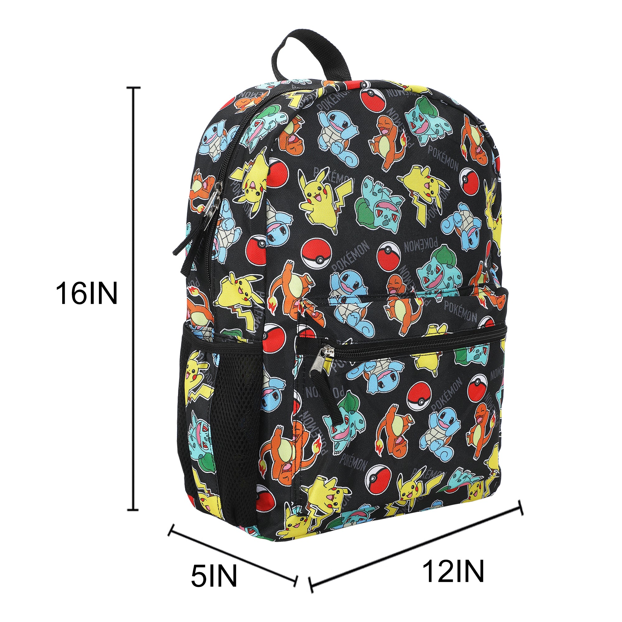 Pokemon Favorite Characters All-Over Print 16" Backpack For School And Travel