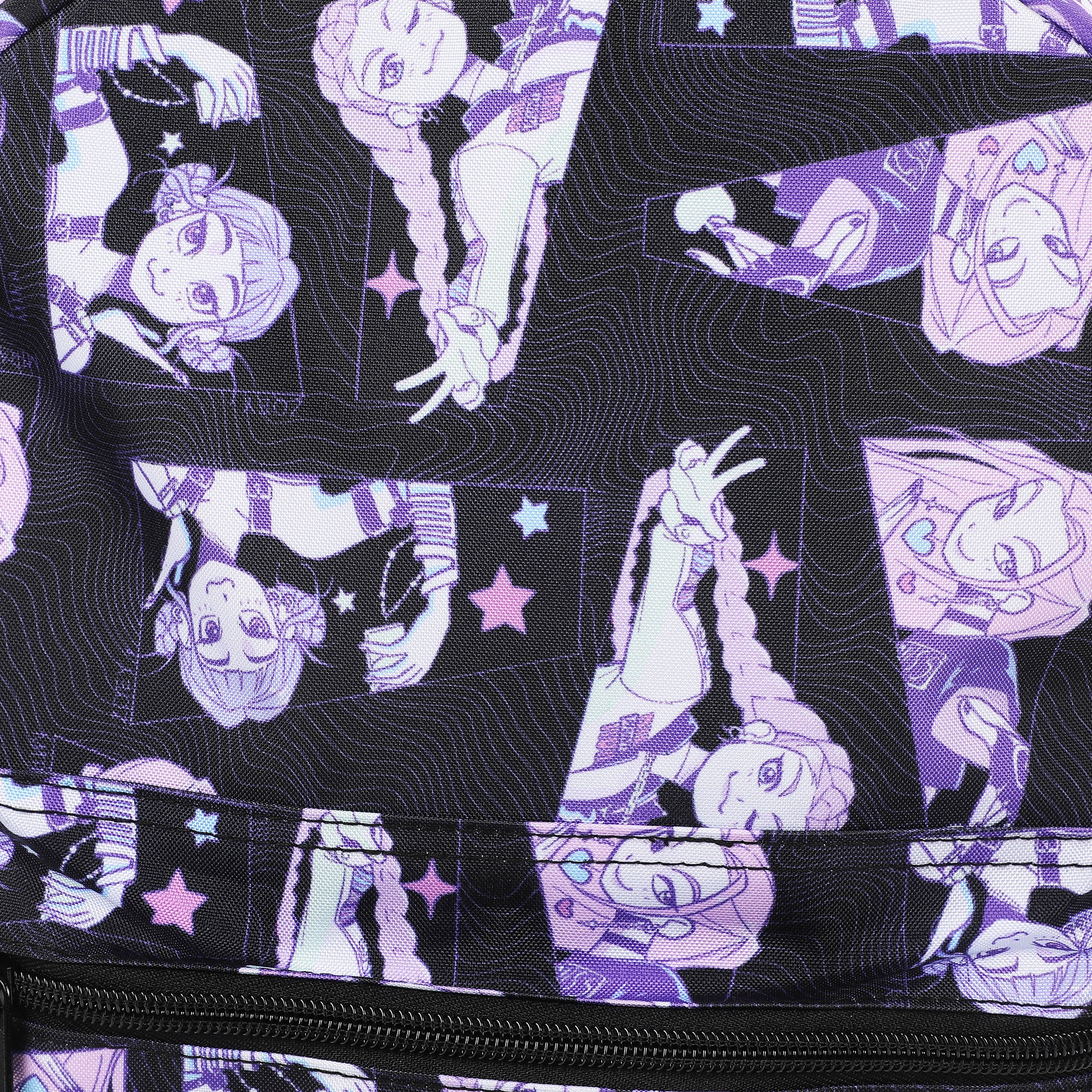 KPop Demon Hunters Huntr/X Character Art 16.5” Black Quick Turn Backpack