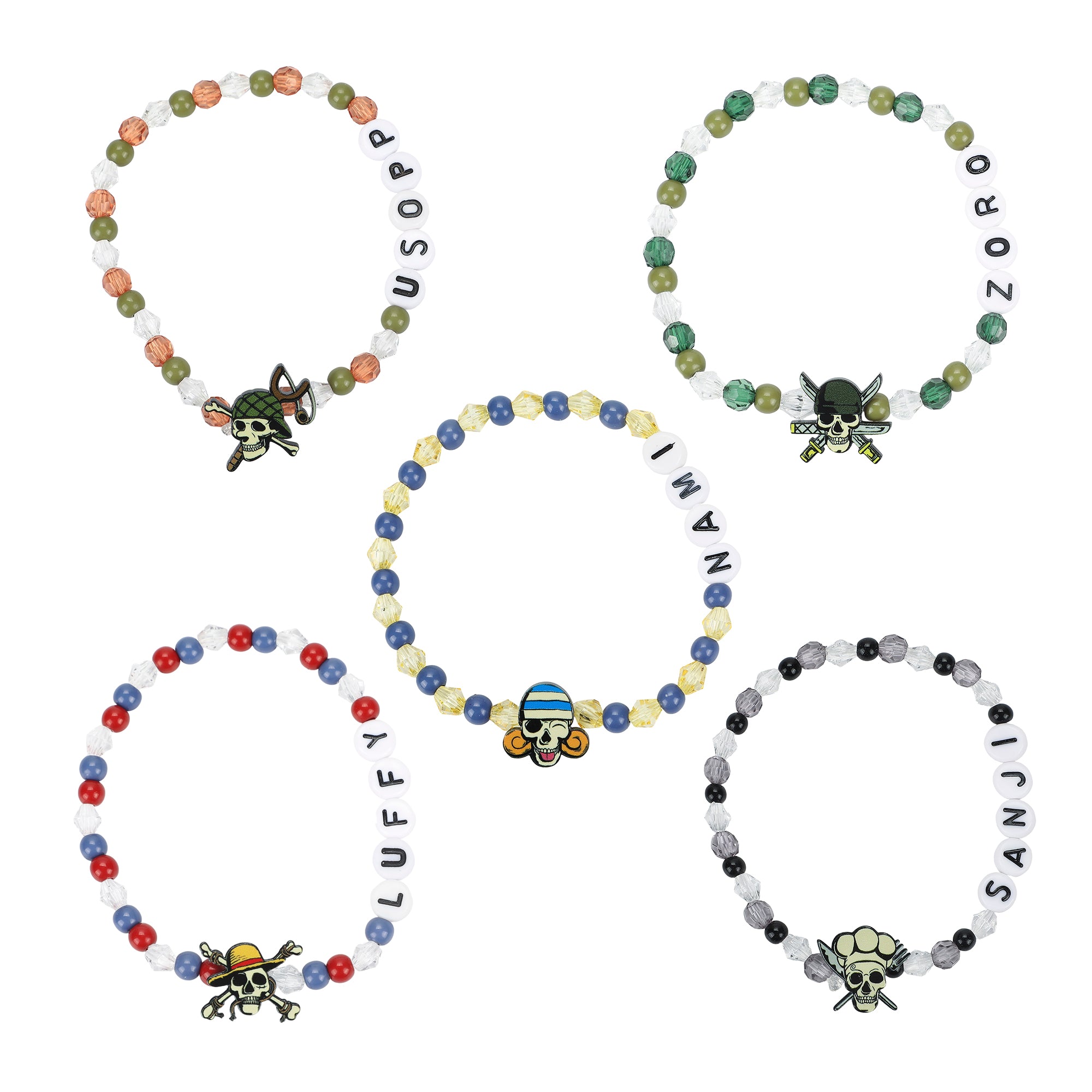 One Piece (Live Action) Sanji Nami Usopp Zoro Luffy Character Friendship Bracelets (Set of 5)