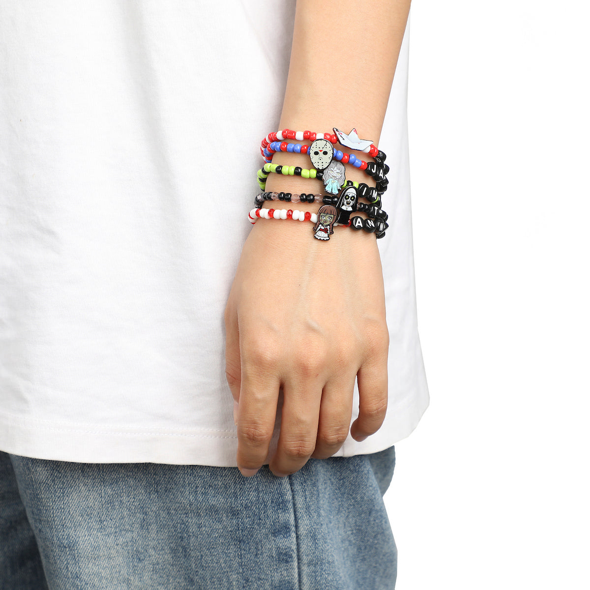 Warner Brothers Horror Characters 5-Piece Stretchy Beaded Bracelet Set