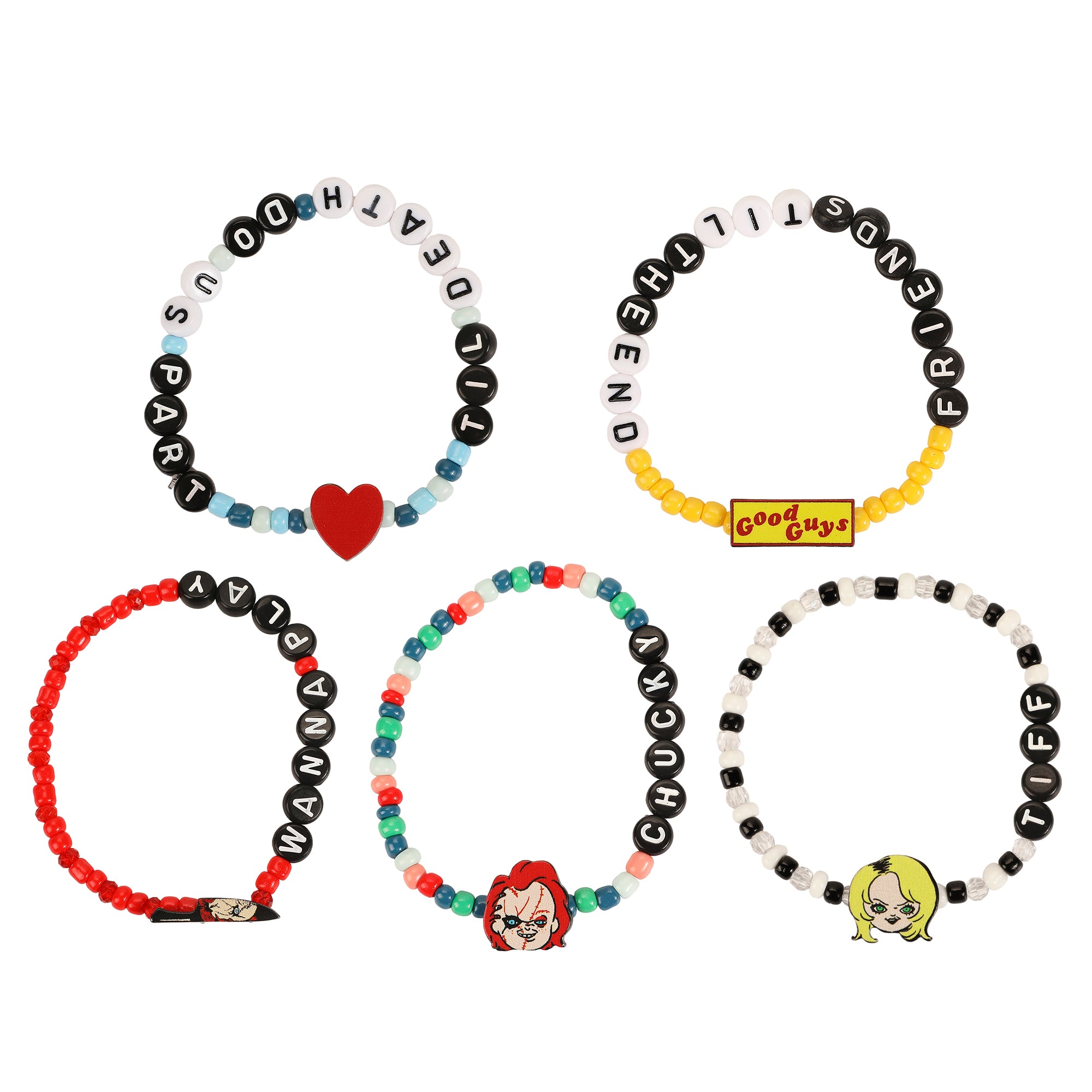 Chucky Tradesies Letter and Charm 5 Pack Friendship Bracelets