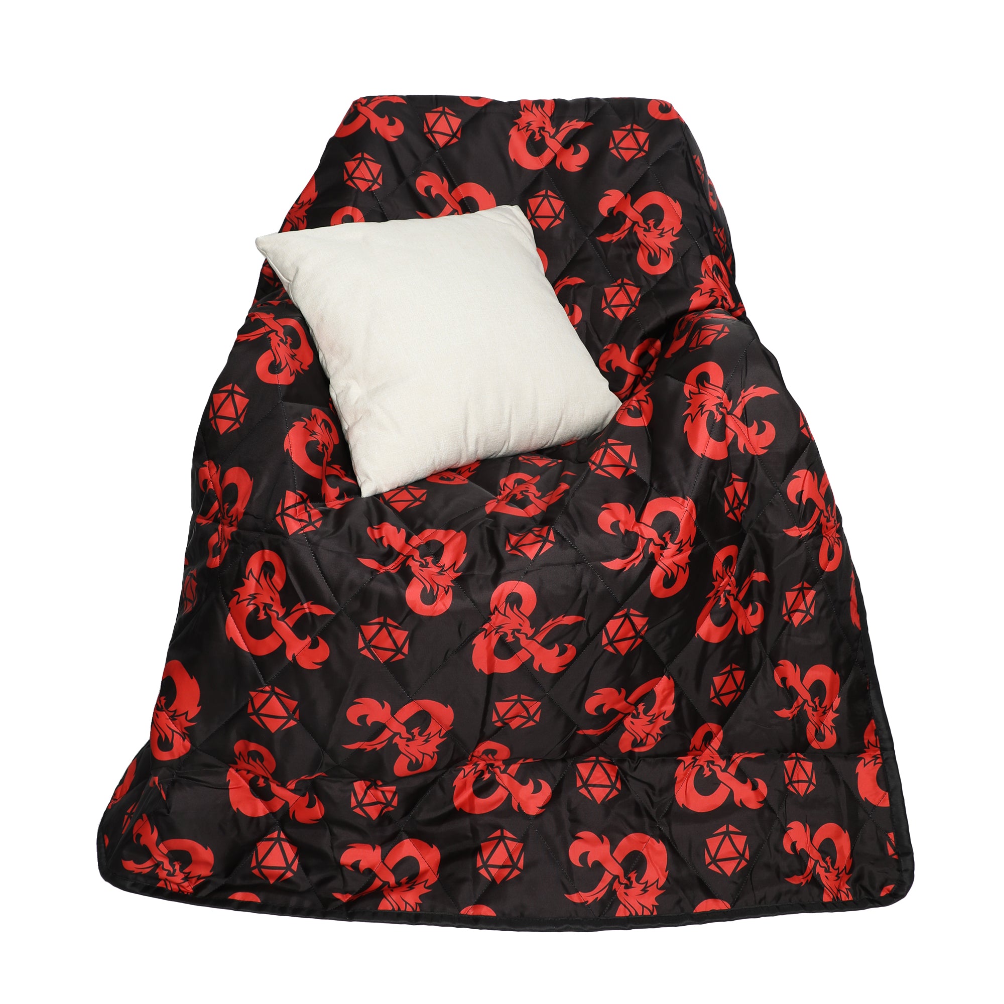 Dungeons & Dragons Ampersand Logo AOP Black Waterproof Quilted Camping Picnic Outdoor Blanket