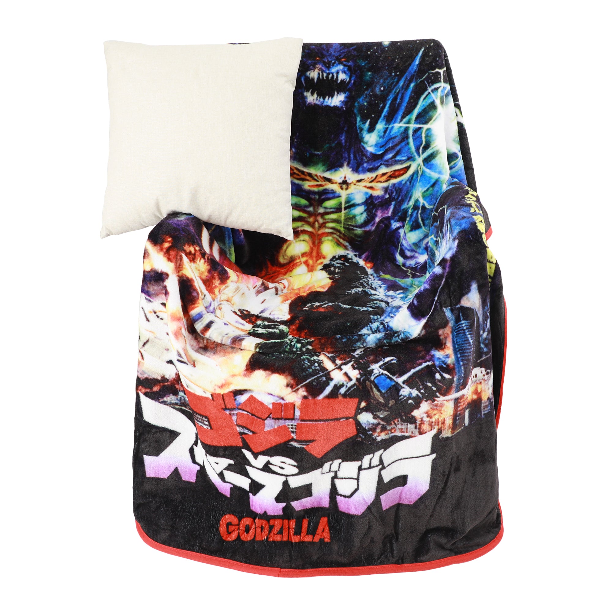 Godzilla Vs. SpaceGodzilla Movie Poster Black Double-Sided Throw Blanket