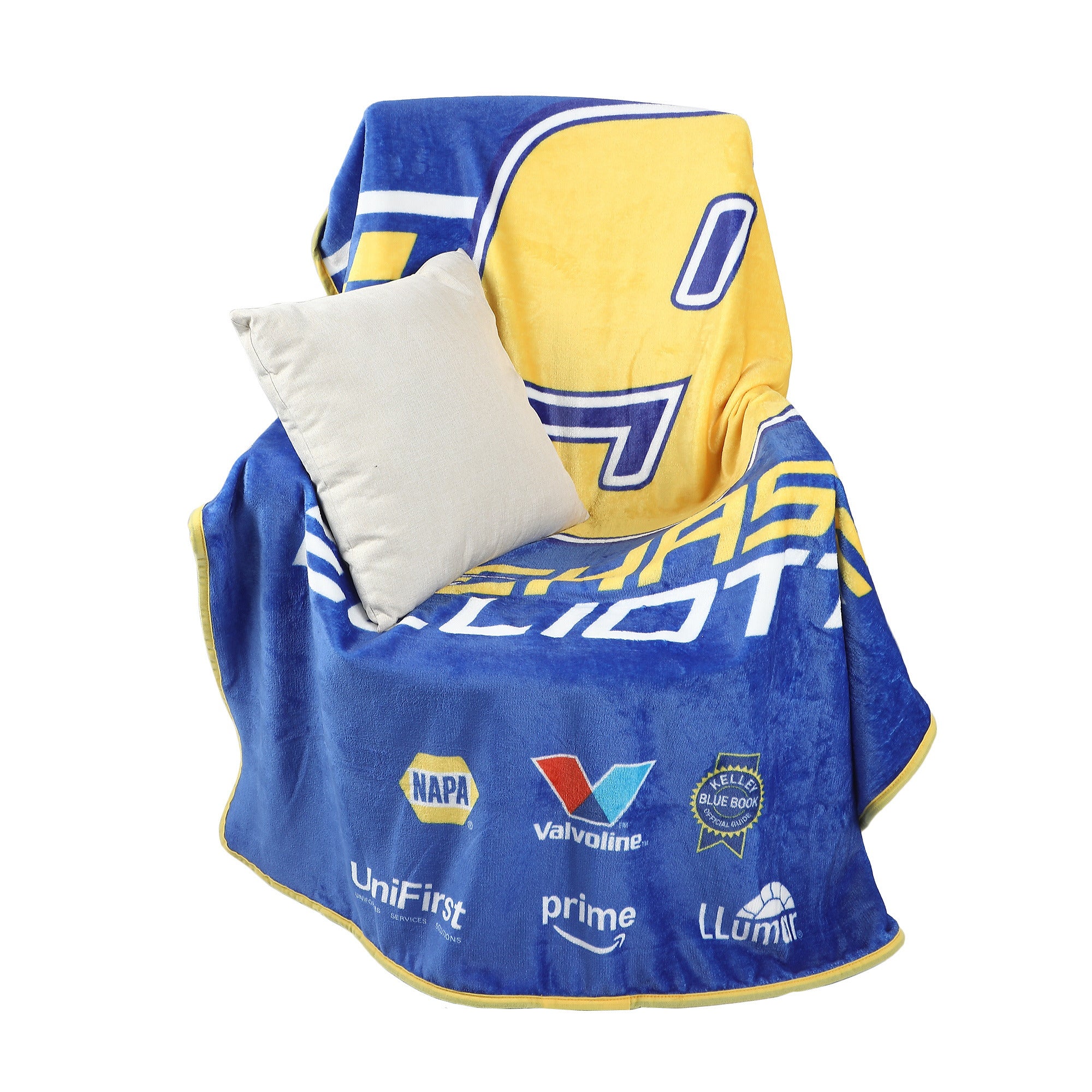 Hendrick Chase Elliott Digital Print 45" x  60" Throw Blanket in Blue and Yellow