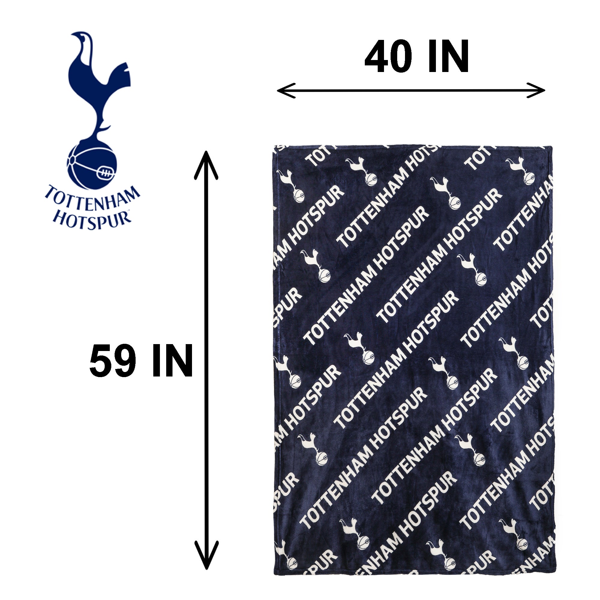 Official Tottenham Hotspur FC Fleece Throw Blanket | Super Soft Soccer Design | Warm Super Soft Feel Blue Throw | Perfect for Home Bedroom Sleepovers & Camping