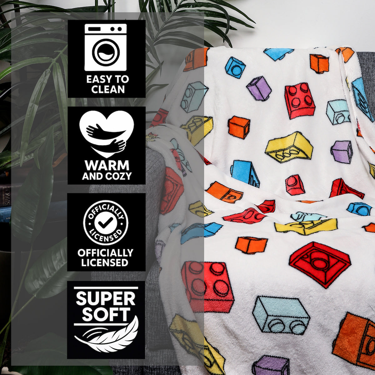 Official Lego Building Block Design Fleece Blanket