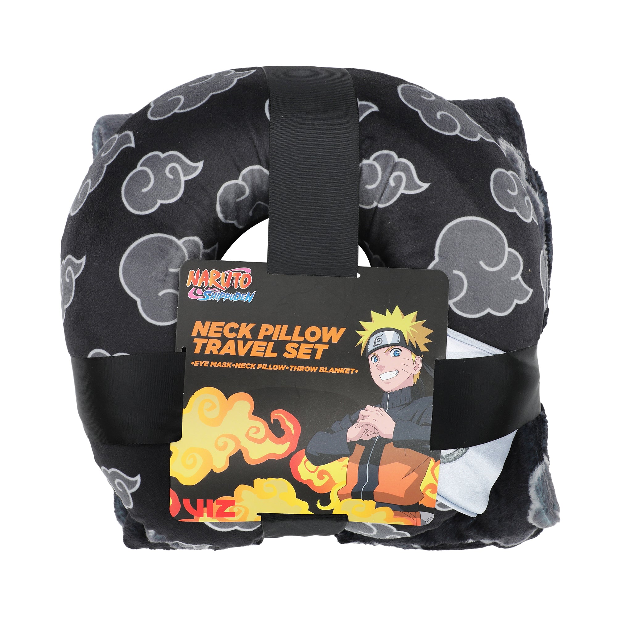 Naruto Gray Clouds 3-Piece Neck Pillow Travel Set With Eye Mask & Blanket