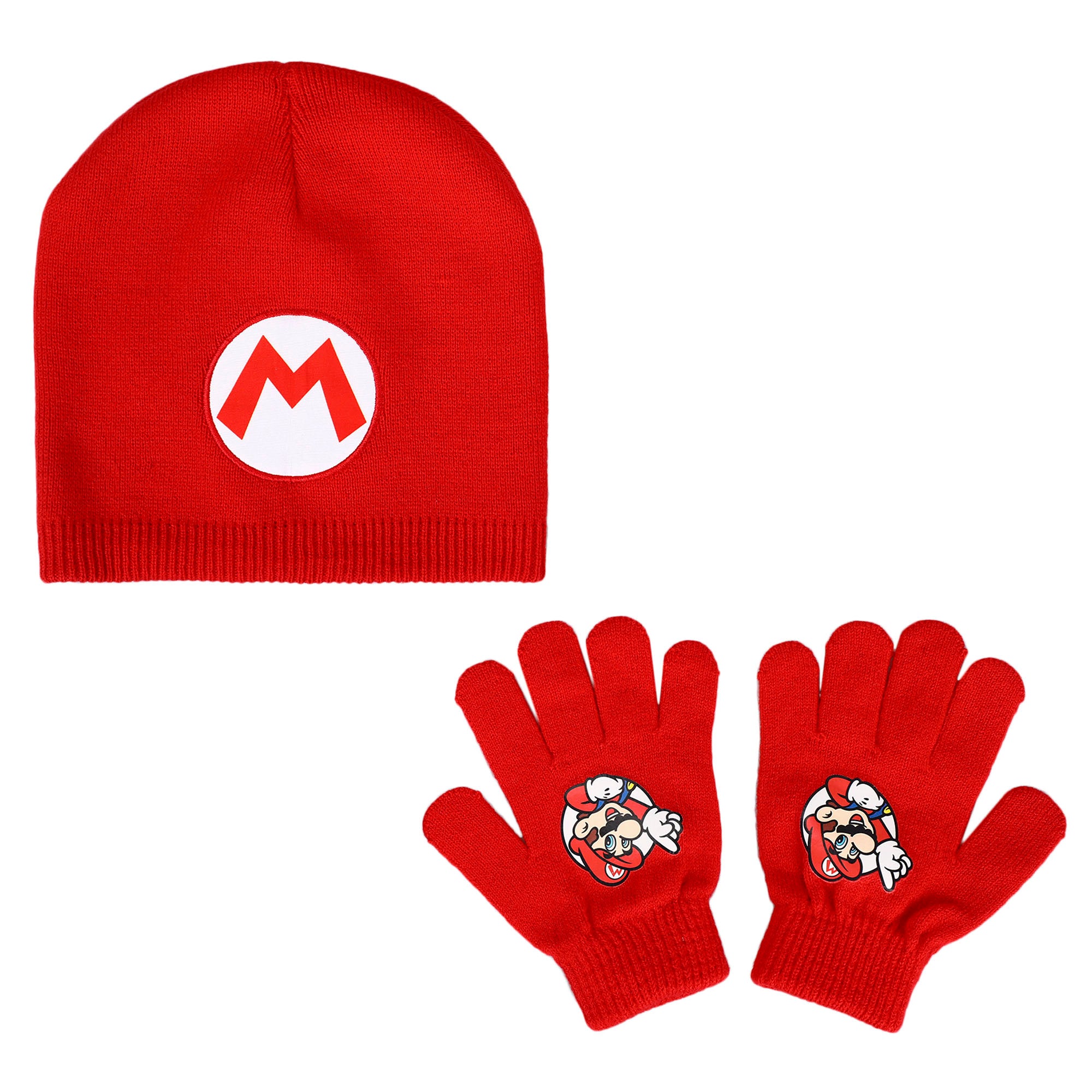 Super Mario Brothers Mario & Luigi Youth 2-Pack Beanie And Glove Set for Kids