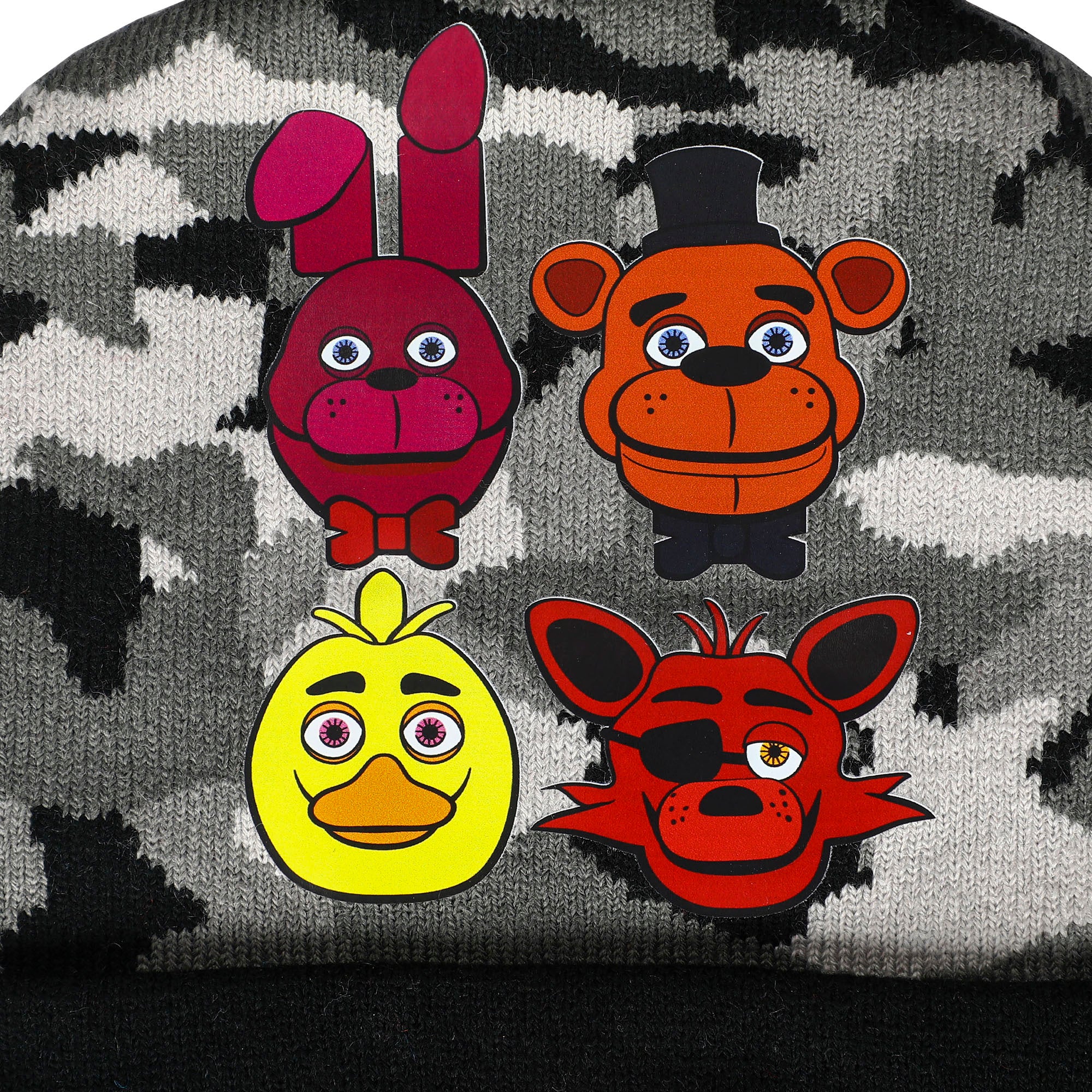 Five Nights At Freddy's Character Heads Youth Camo Cuff Beanie & Magic Gloves