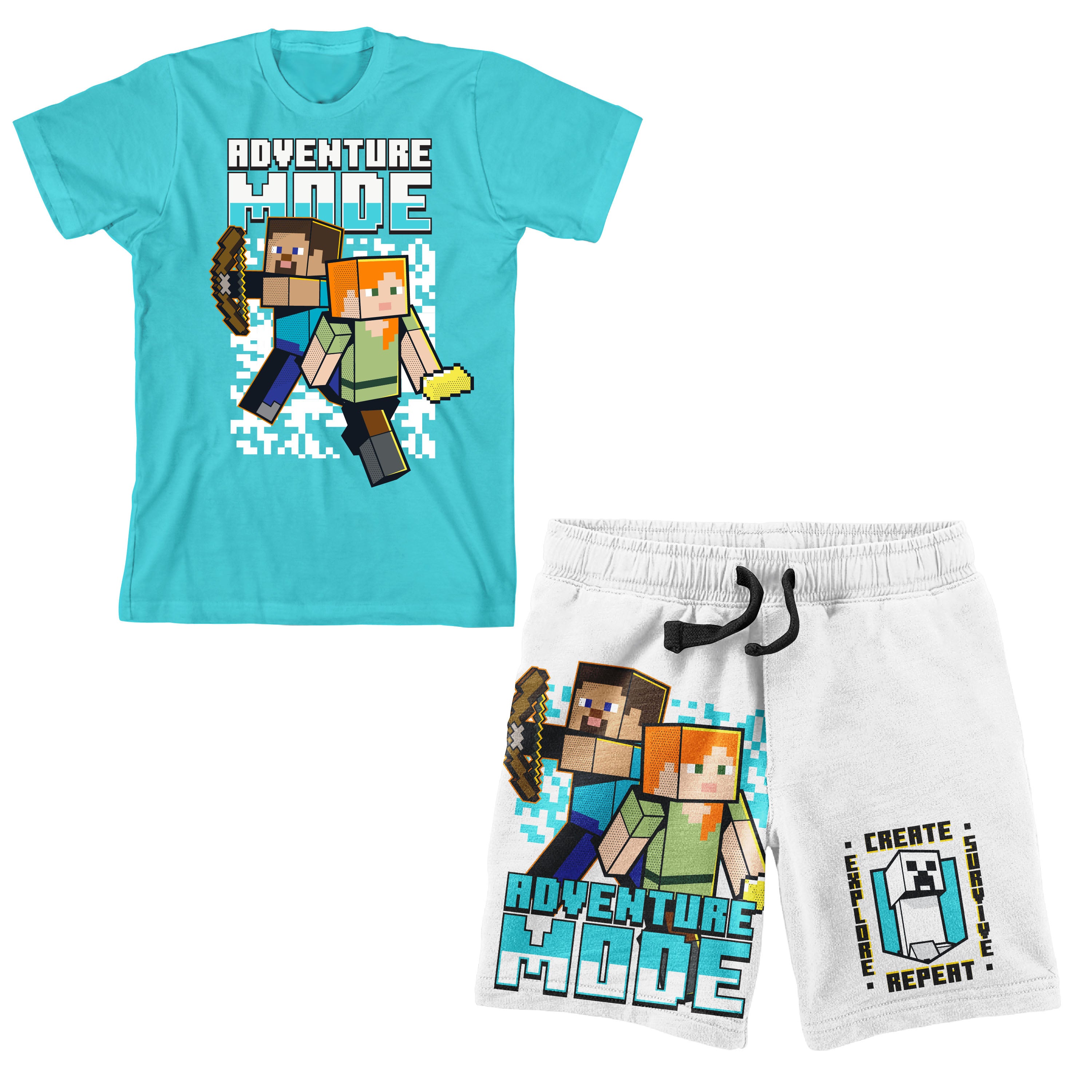 Minecraft Adventure Mode Boy's Short Sleeve Shirt & Lounge Shorts Combo Set