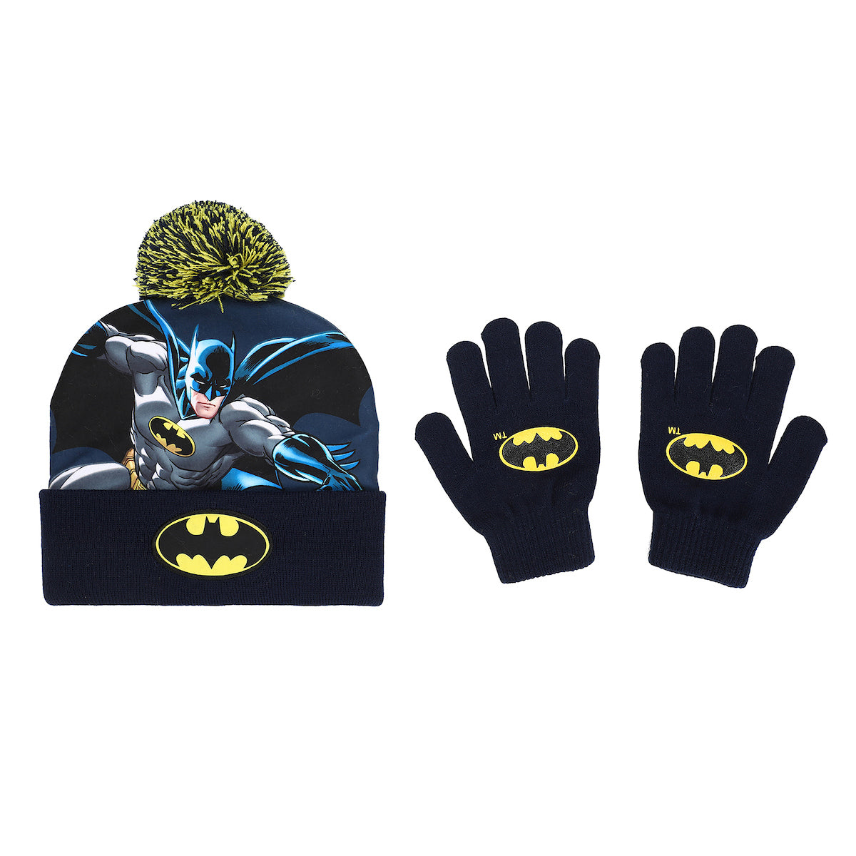 Batman Classic Bat Signal Youth Beanie and Gloves Set