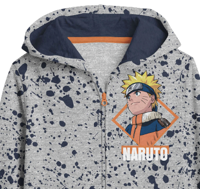 Naruto Classic Youth Boys Gray Zip Hoodie and Navy Jogger Pants