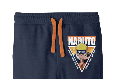 Naruto Classic Youth Boys Gray Zip Hoodie and Navy Jogger Pants