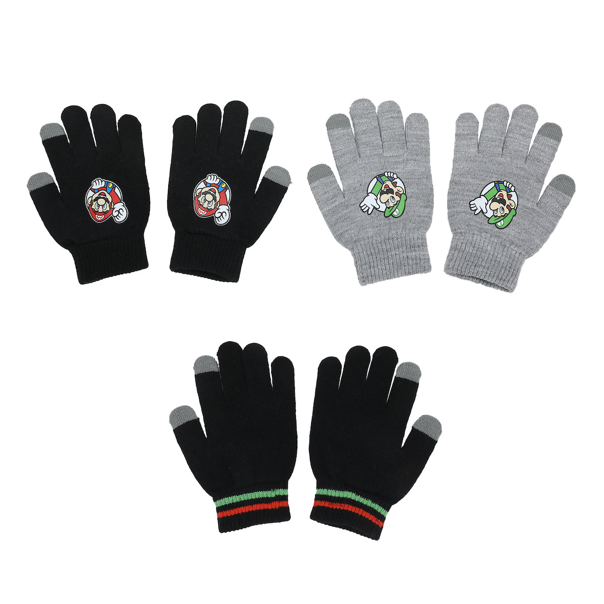 Super Mario Brothers Knit Gloves (3 Pairs)