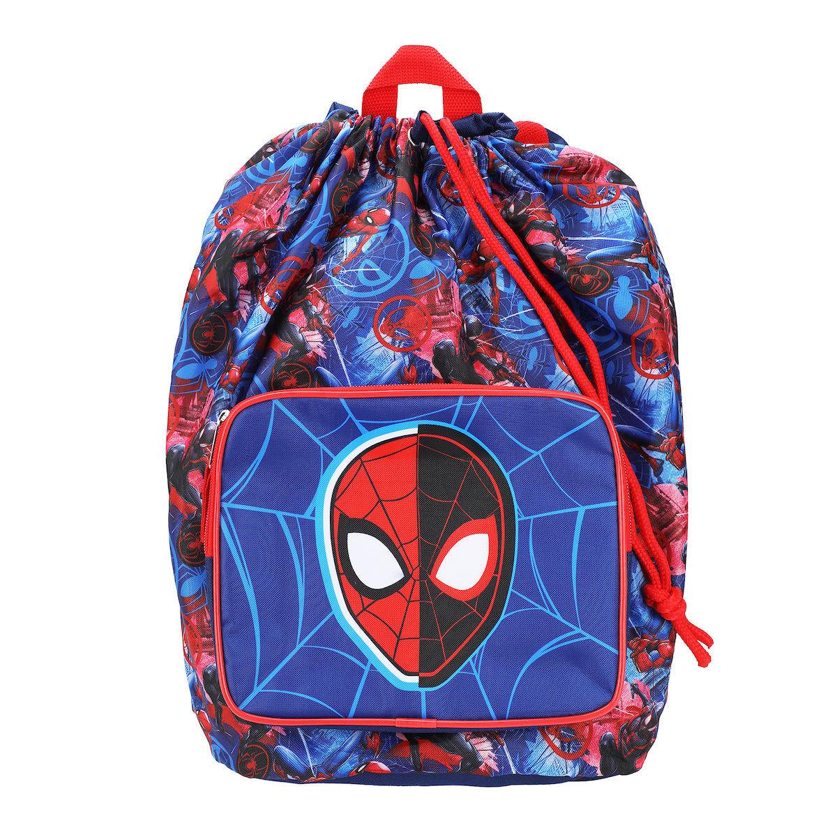 Spider-Man 4-Piece Duffel, Drawstring Backpack, Water Bottle and Utility Case Blue Youth Duffle Bag Set