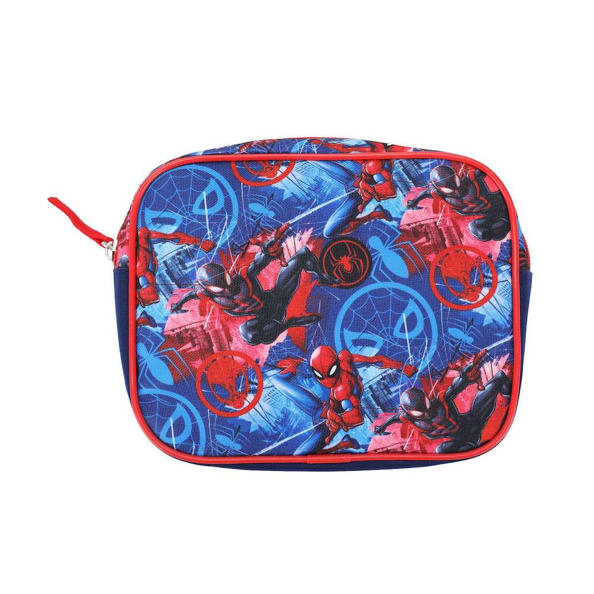 Spider-Man 4-Piece Duffel, Drawstring Backpack, Water Bottle and Utility Case Blue Youth Duffle Bag Set