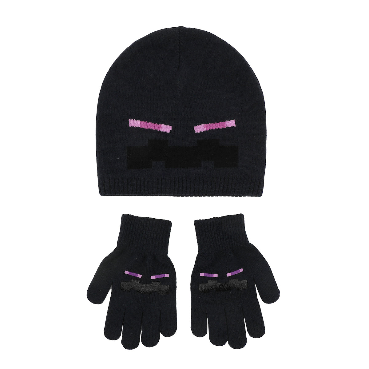 Minecraft Creeper & Enderman 3-Piece Beanie & Gloves Set