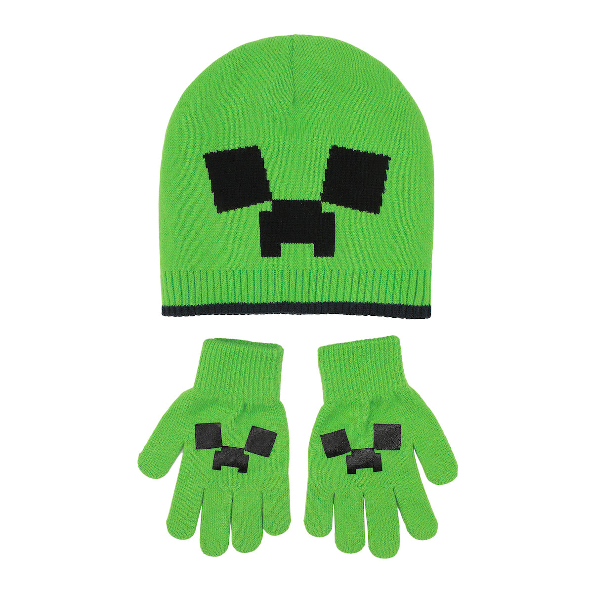 Minecraft Creeper & Enderman 3-Piece Beanie & Gloves Set