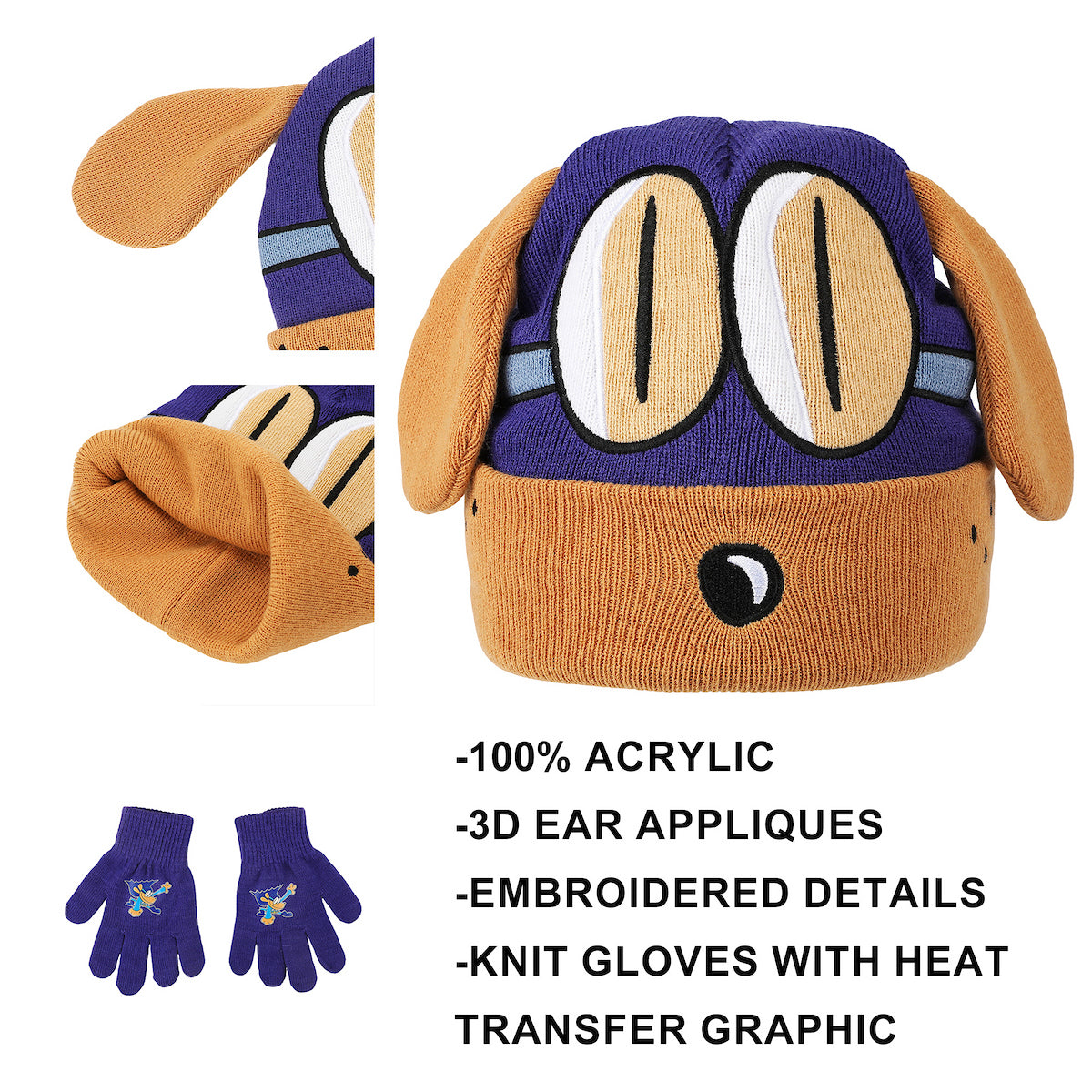 Dog Man Bark Knight Youth Cuff Hat and Knit Gloves Cold Weather Set