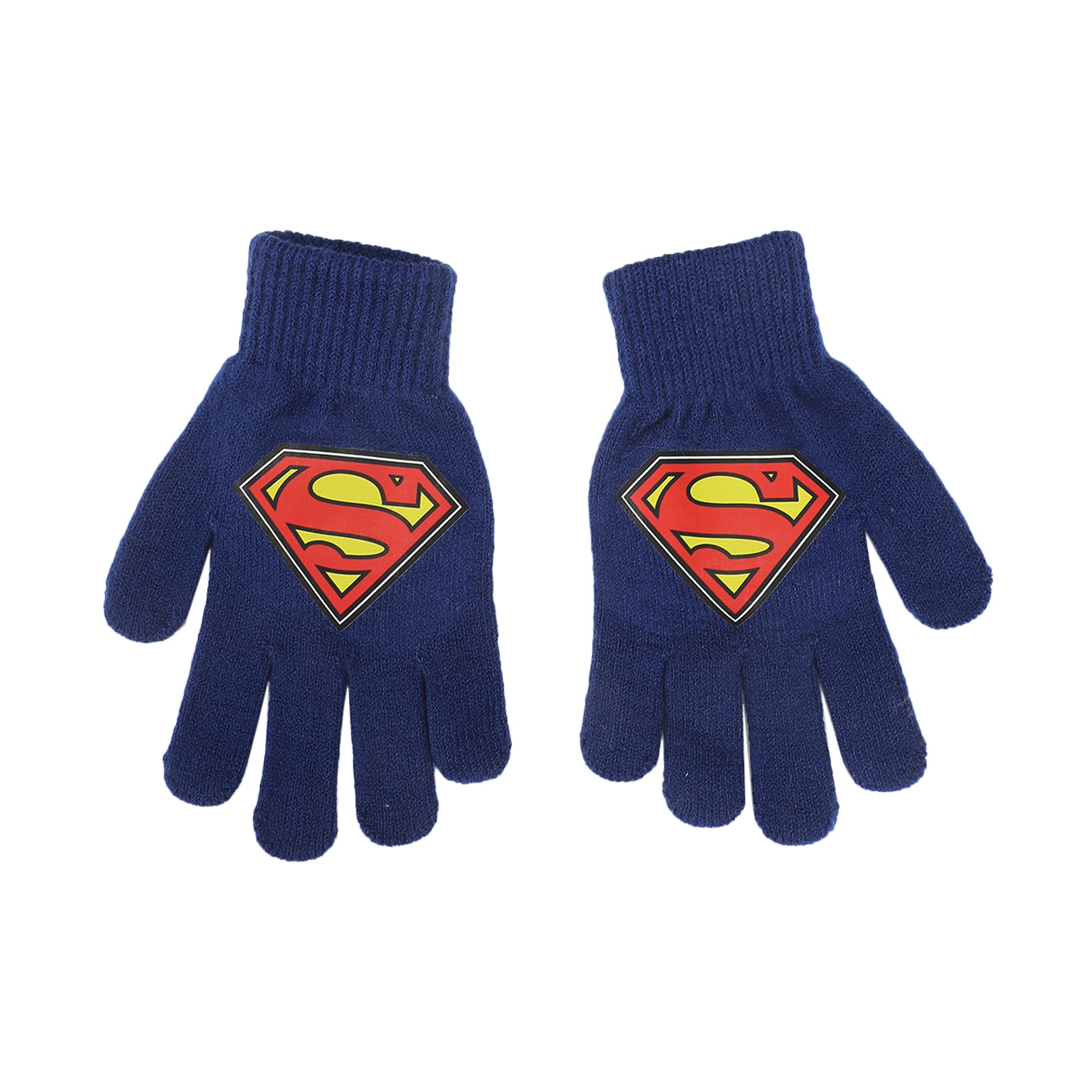 Superman Cuff Hat And Knit Gloves Youth Cold Weather Set