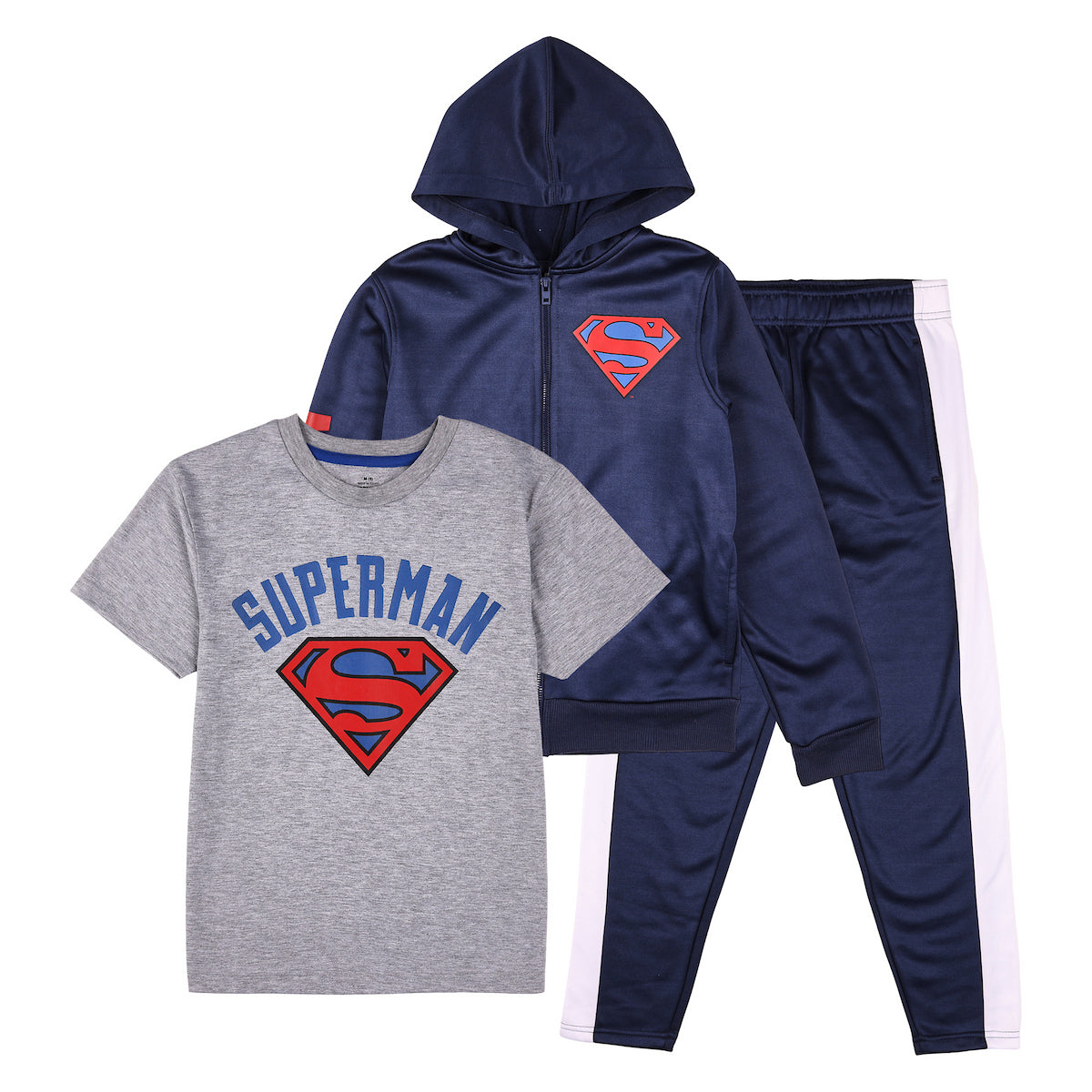 Superman Logo Boy's 3-Pack Hoodie Tee & Joggers Set