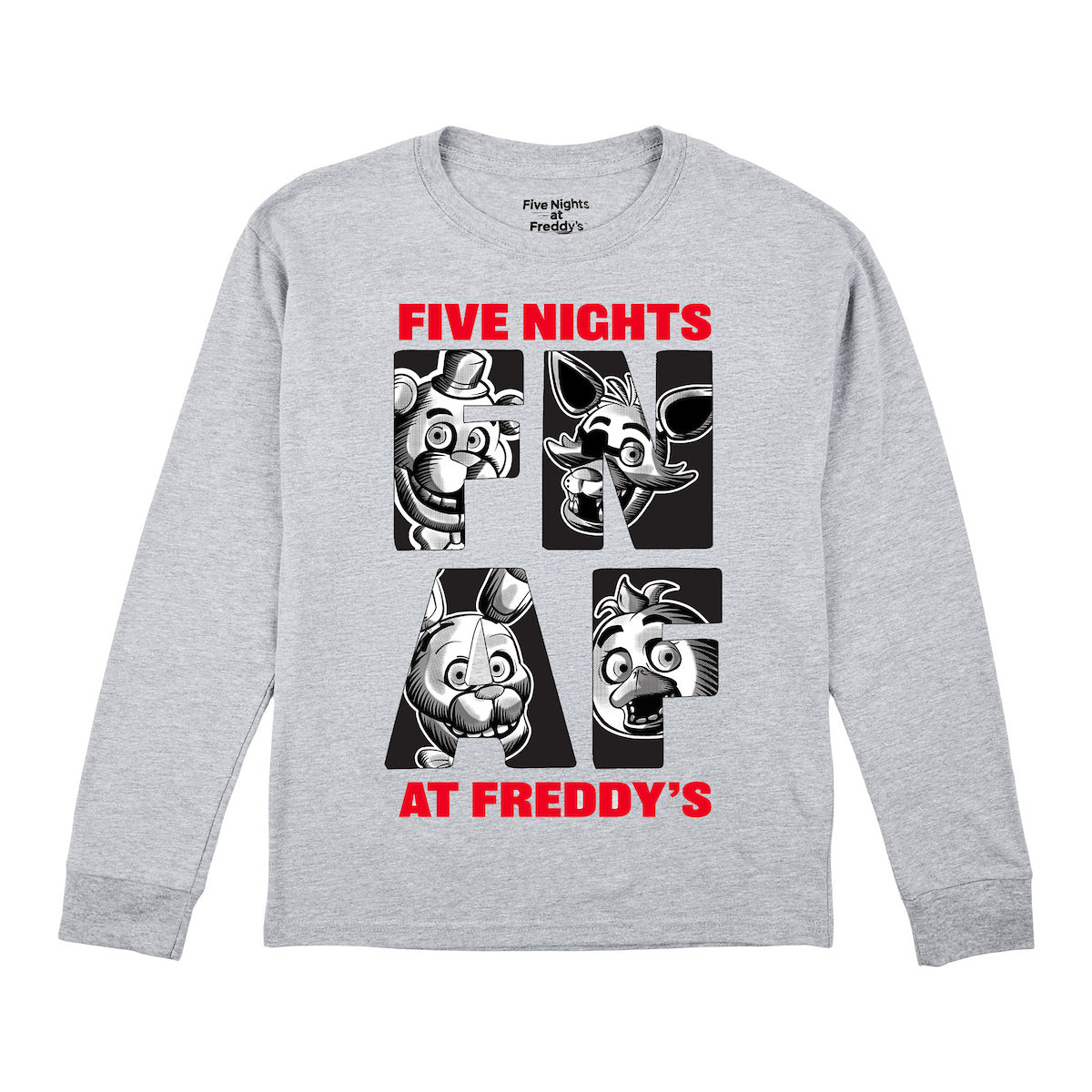 Five Nights At Freddy's Character Art Boy's 3-Pack Crew Neck Long Sleeve Shirts