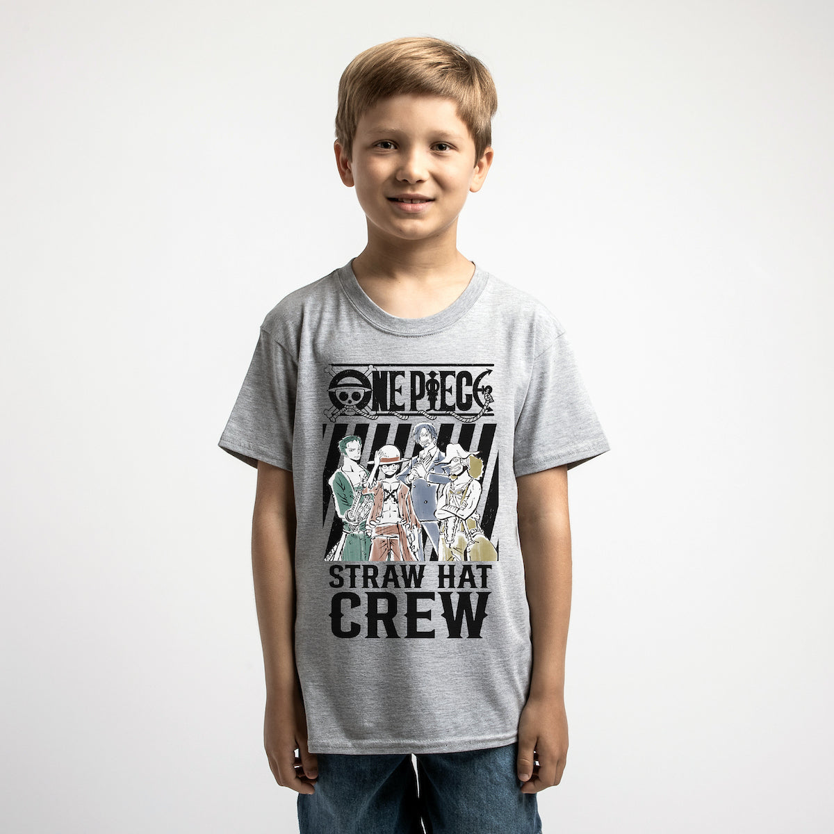 One Piece Straw Hat Crew Character Panels Boy’s 3-Pack Crew Neck Short Sleeve T-shirt Set