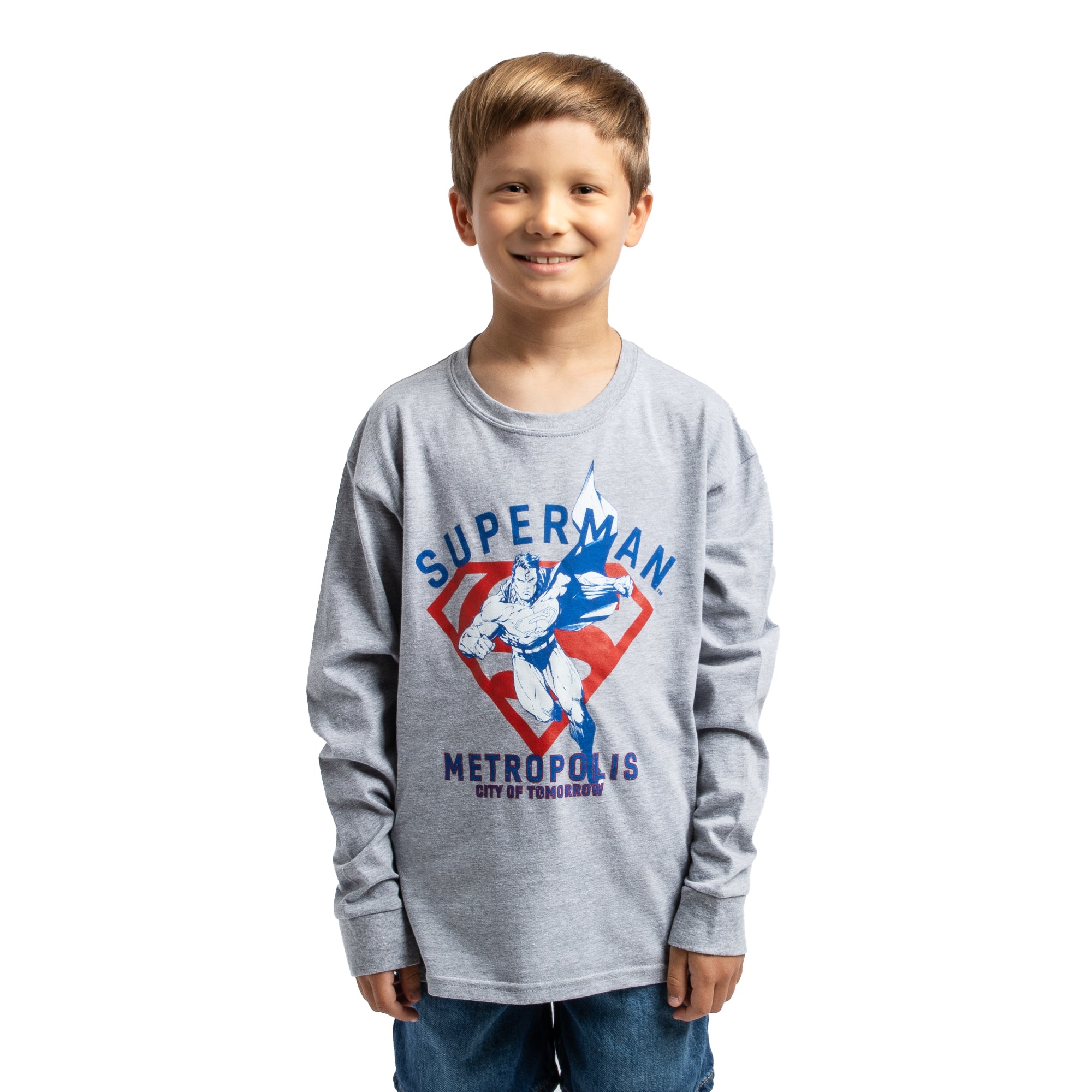 Superman Rise Boy’s 3-Pack Crew Neck Long Sleeve Shirt Set