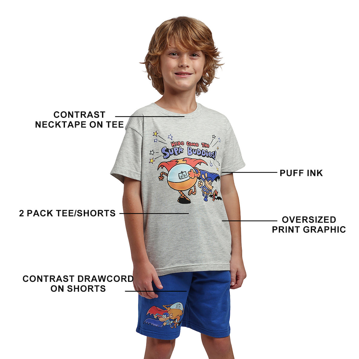 Dog Man Supa Buddies Boy’s 2-Pack Tee & Lounge Shorts Combo Set