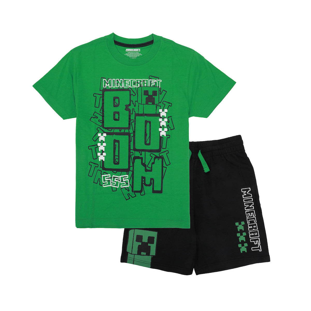 Minecraft Creeper Boom Boy’s 2-Pack Tee & Lounge Shorts Combo Set