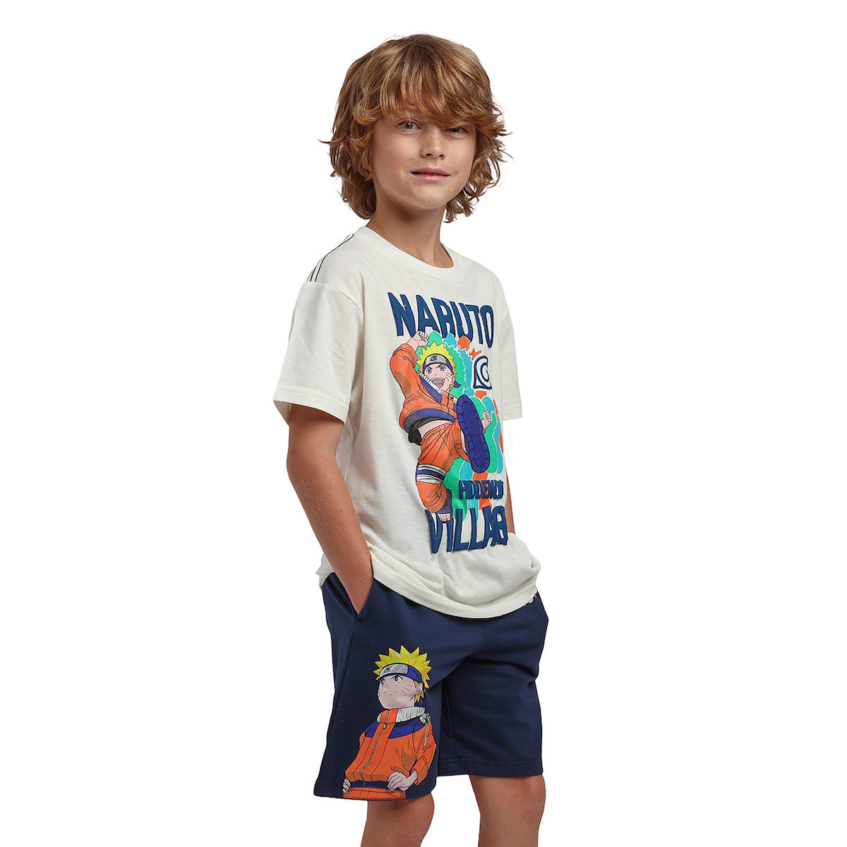 Naruto Hidden Leaf Village Boy's 2-Pack Tee & Lounge Shorts Combo Set